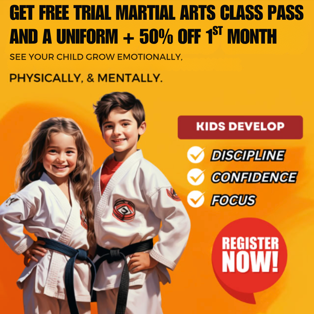 Premier Martial Arts Burlington Facebook ad: FREE First Martial Arts Lesson And A Uniform + 50% OFF…
