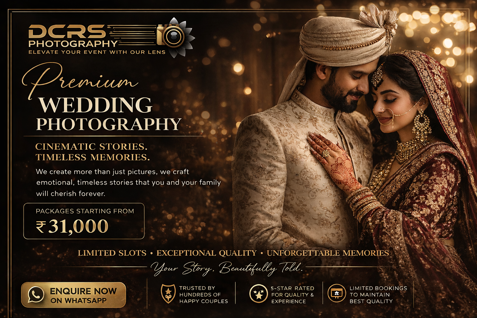DCRS Photography & Videography Facebook ad: Book Premium Wedding Photographer