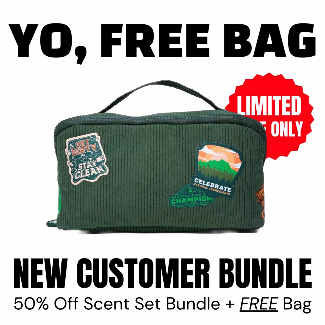 Dr. Squatch Facebook ad: FREE TOILETRY BAG + 50% OFF