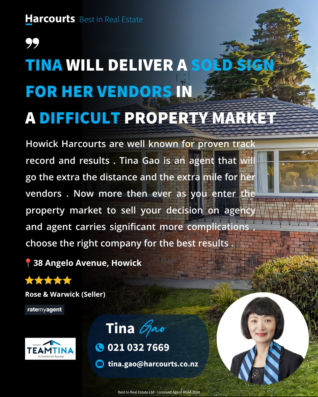 Tina Gao-Team Tina Real Estate Facebook ad: Free Appraisal | Harcourts Howick | Team Tina | Best in…