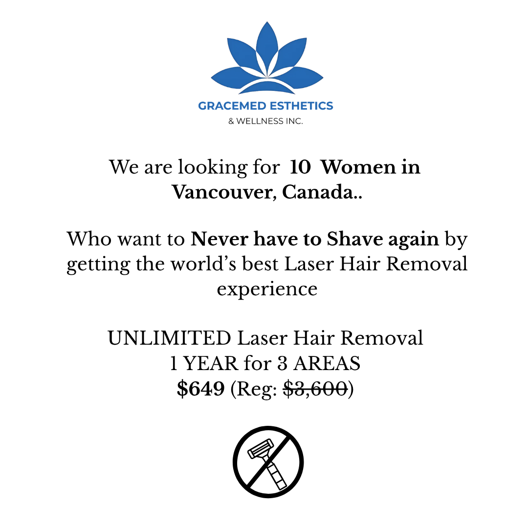 GraceMed Esthetics & Wellness Inc. Facebook ad: Unlimited Laser Hair Removal, $649