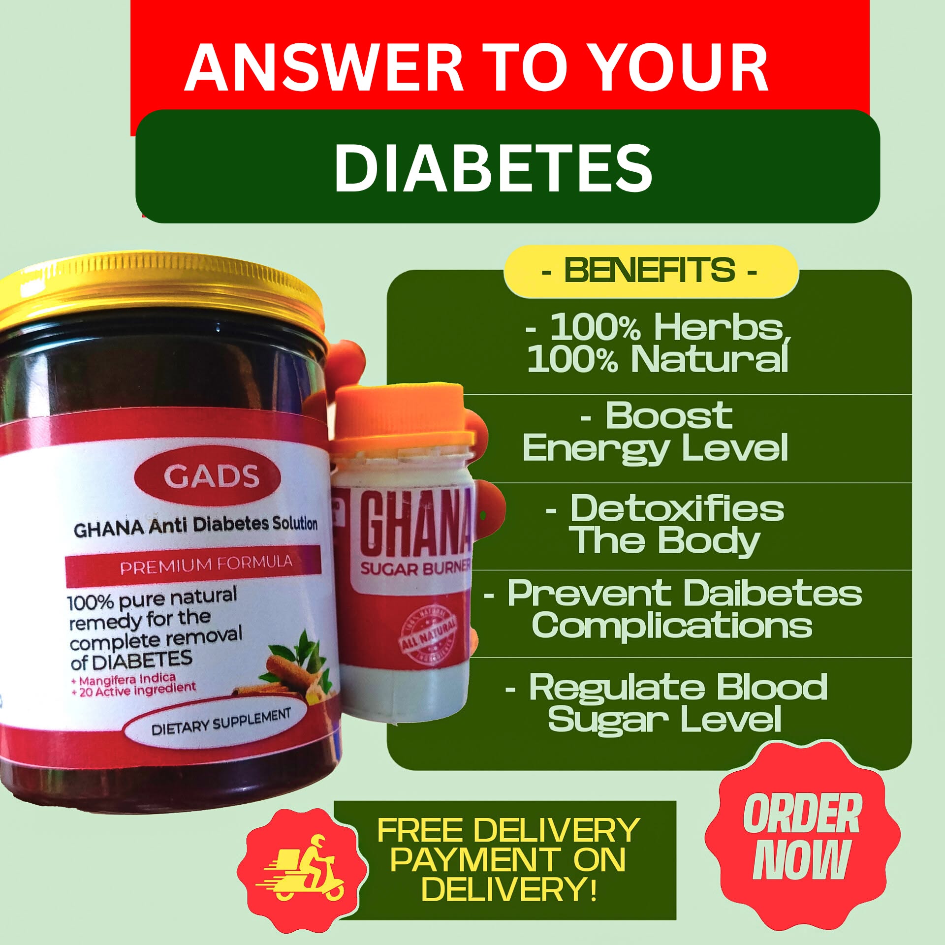 Your Solution Facebook ad: Diabetes Control Made Natural, GADS Herbal Tea