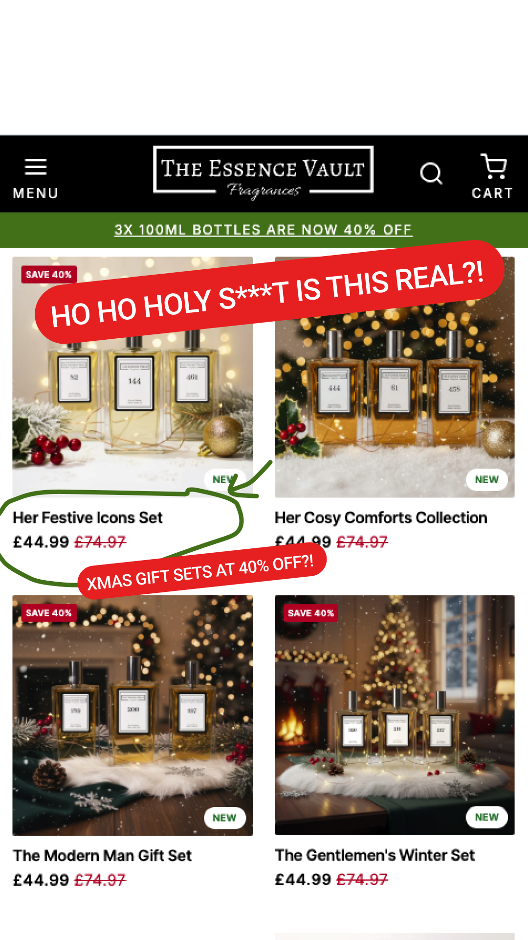 The Essence Vault Facebook ad from Dec 29, 2025