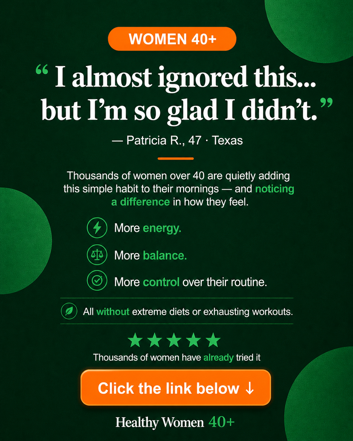 Healthy Women Over 40 Facebook ad: Finally, something that works for women over 40