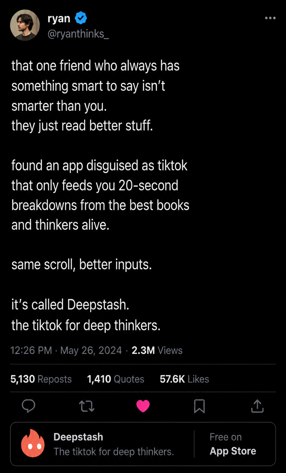 Deepstash Facebook ad
