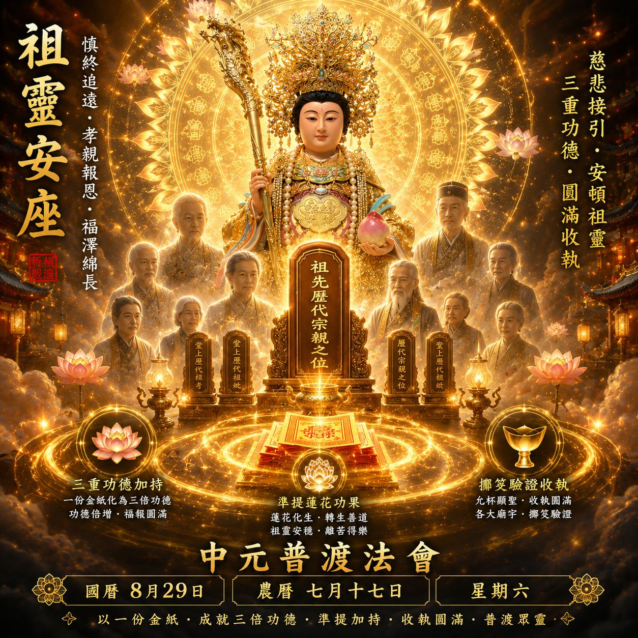 金母靈修行善團-福緣慈惠堂 Facebook ad: 【中元祖先超拔法會】