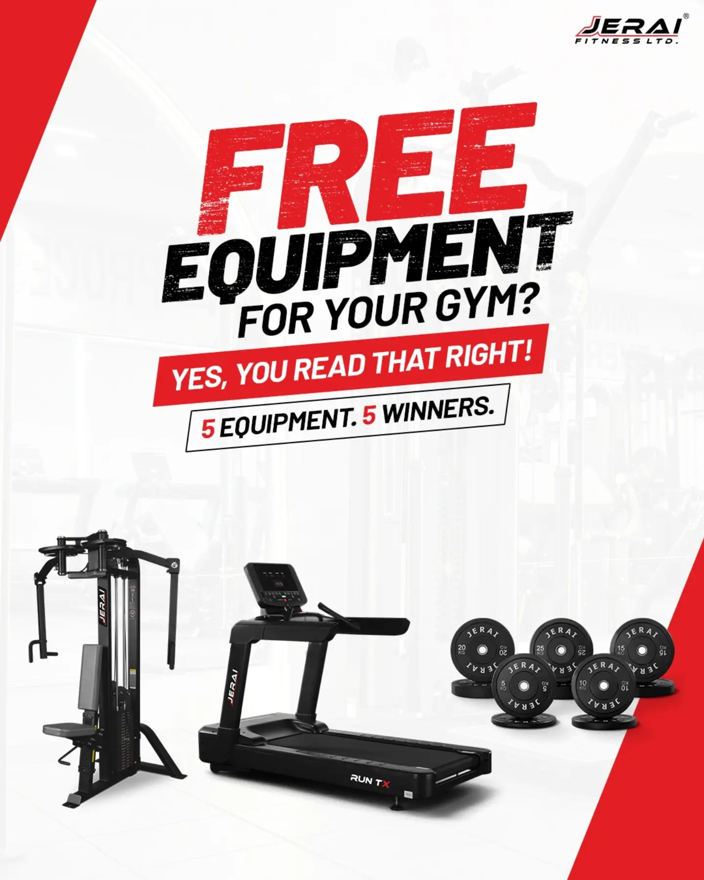 Jerai Fitness Equipment Facebook ad: FREE EQUIPMENT FOR YOUR GYM!