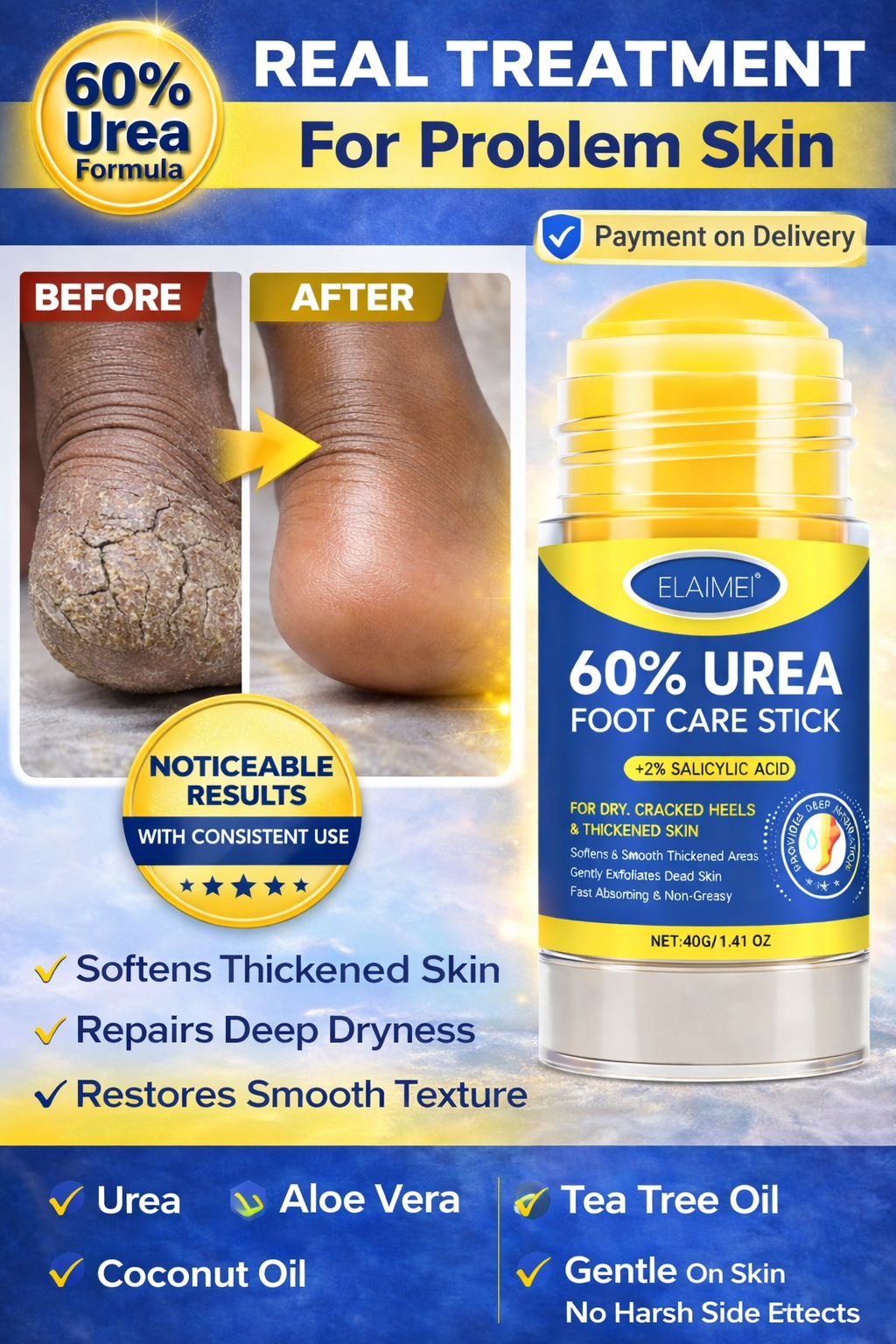 Smooth Skin Hub Facebook ad: SAY GOODBYE TO HARD, DRY & ROUGH SKIN