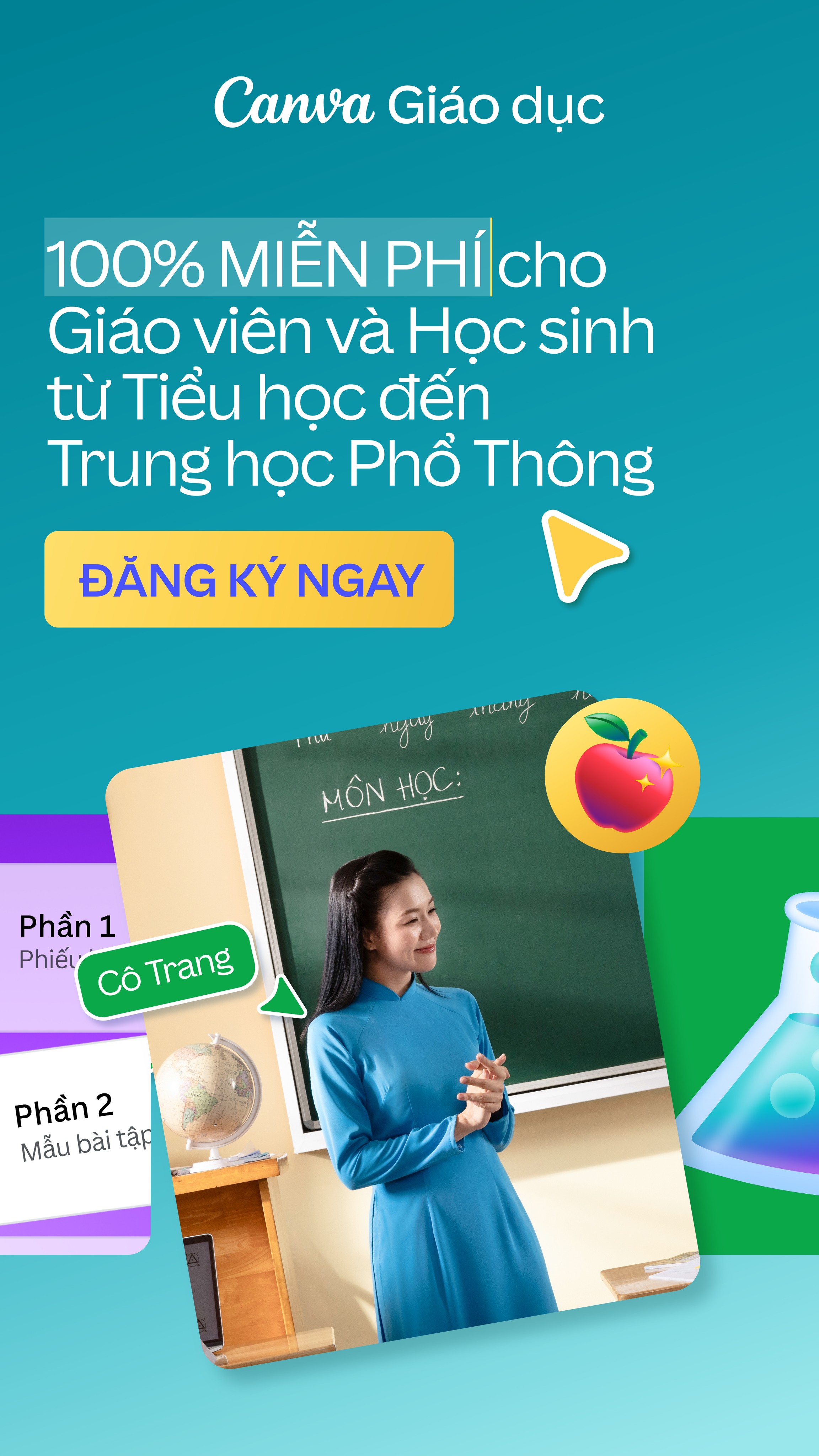 Canva Vietnam Facebook ad: Đăng ký Canva Giáo dục miễn phí