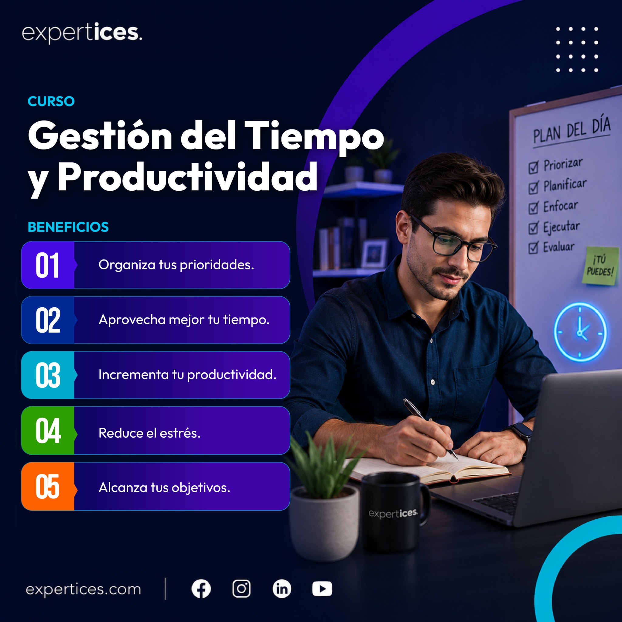 Expertices Facebook ad: Haz que tu tiempo trabaje a tu favor