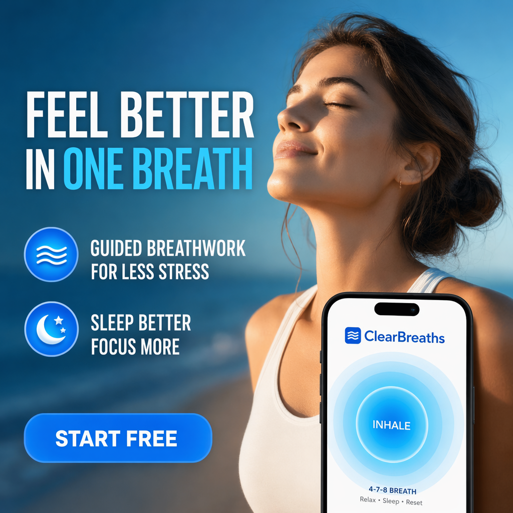 ClearBreaths Facebook ad: Find your calm in minutes