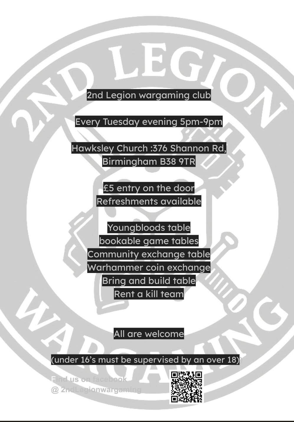 2nd Legion Wargaming Facebook ad: We are 2nd legion wargaming