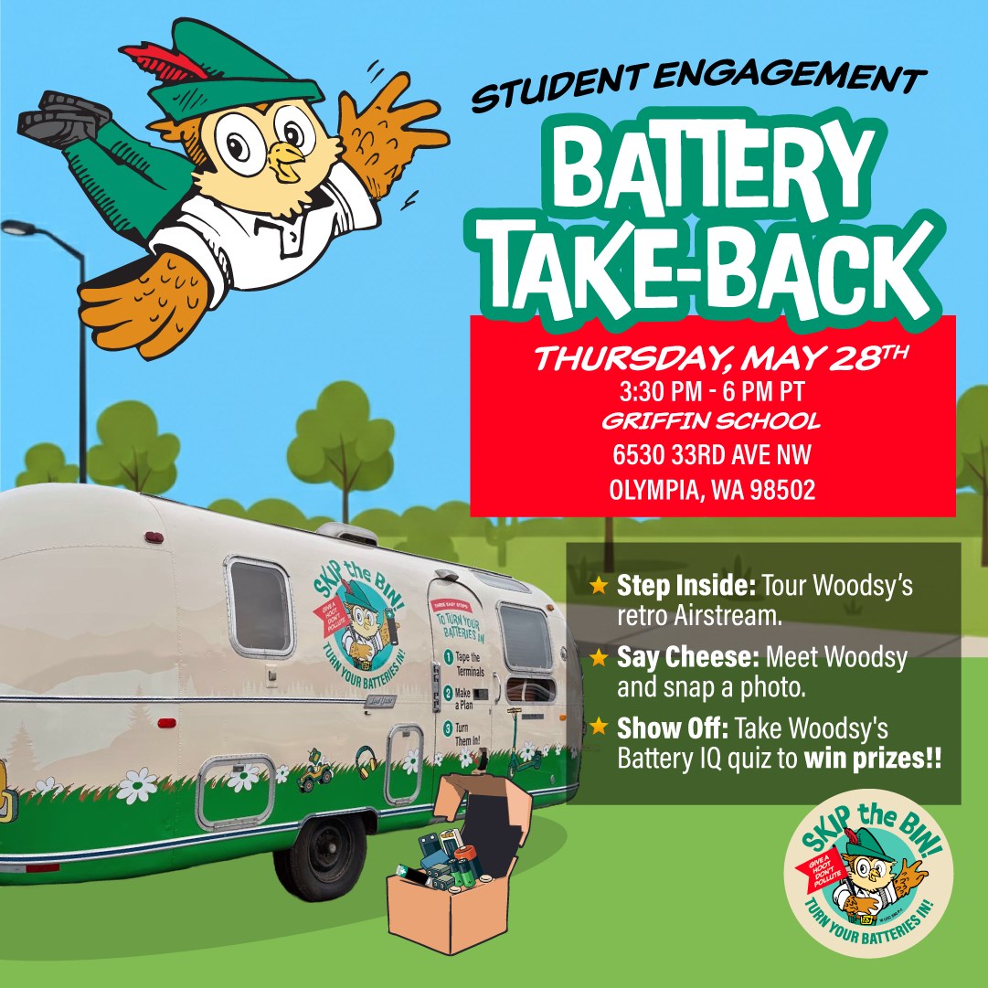 National Waste & Recycling Association Facebook ad: Griffin School Battery Take-Back Event, Safe Battery…