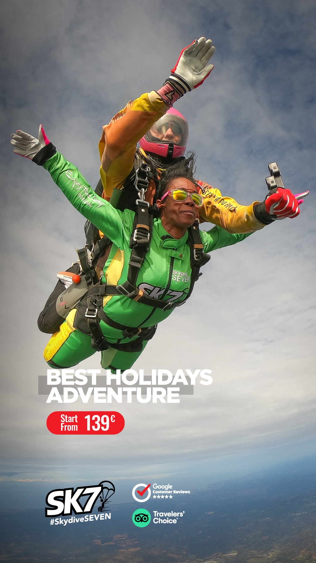 Skydive Seven Algarve Facebook ad from May 16, 2026