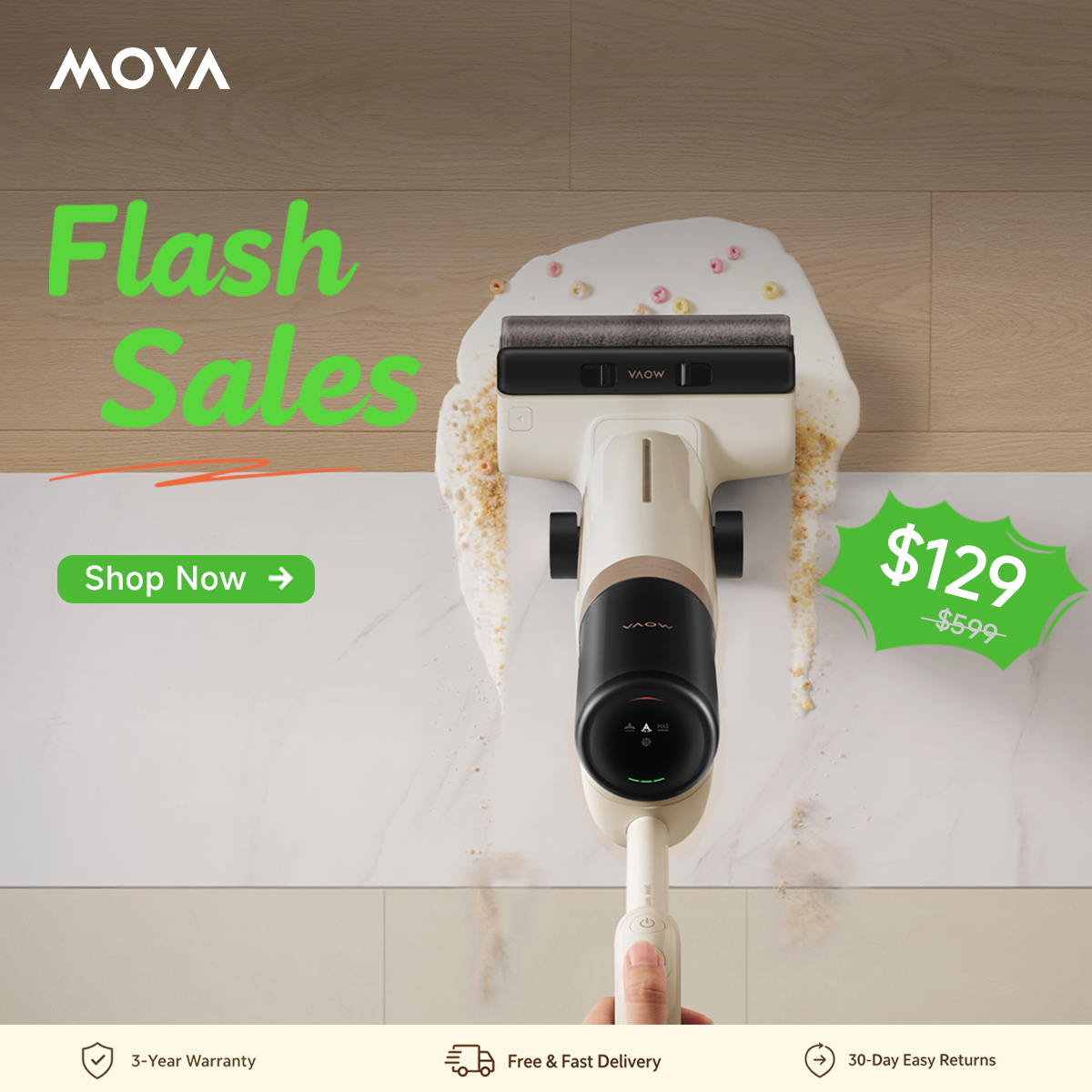 Mova ANZ Facebook ad: Lowest Price: Save$470 on MOVA K30 SE + Free Delivery