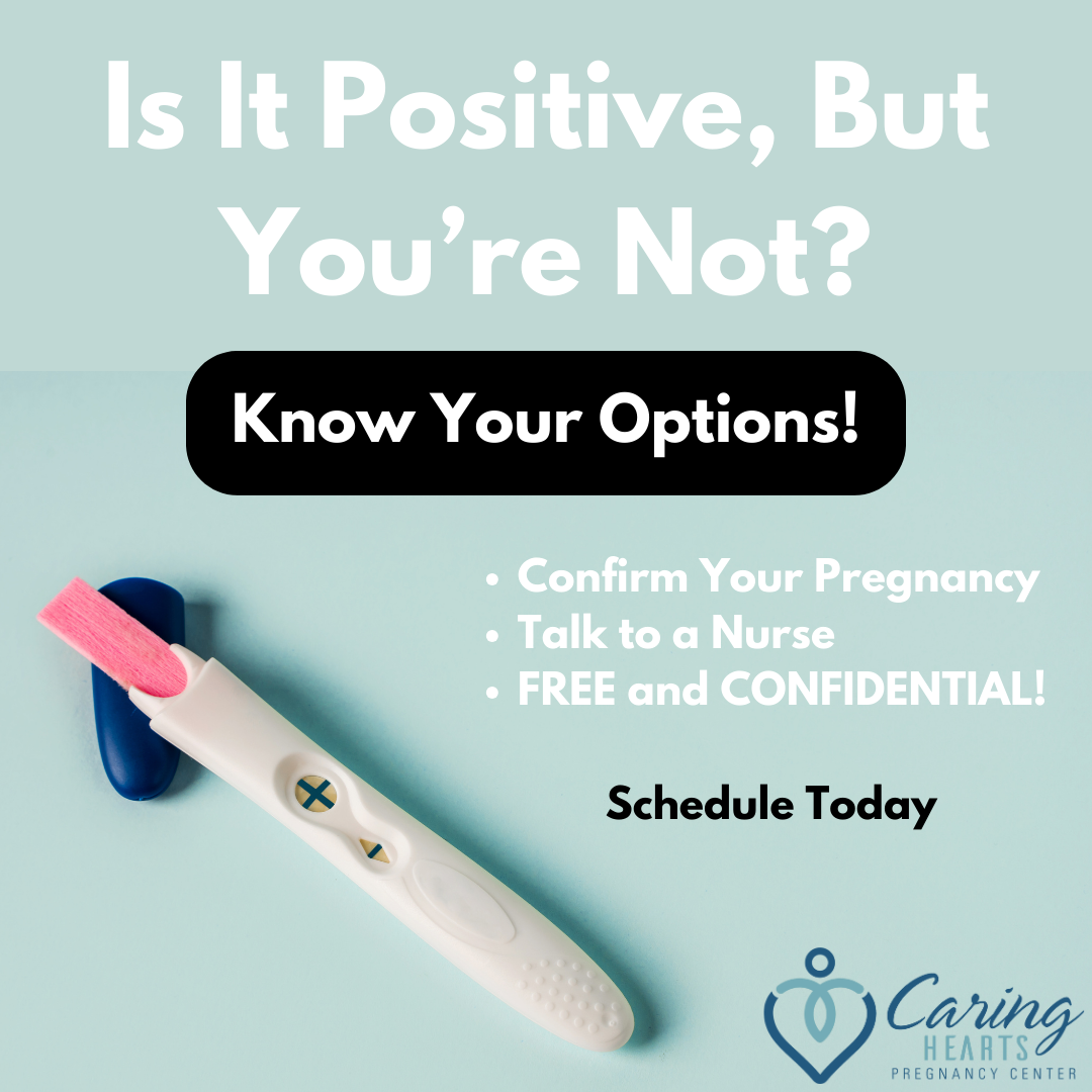 Caring Hearts Pregnancy Center Facebook ad: Not Ready for This? Feeling Overwhelmed? We’ll Walk You…