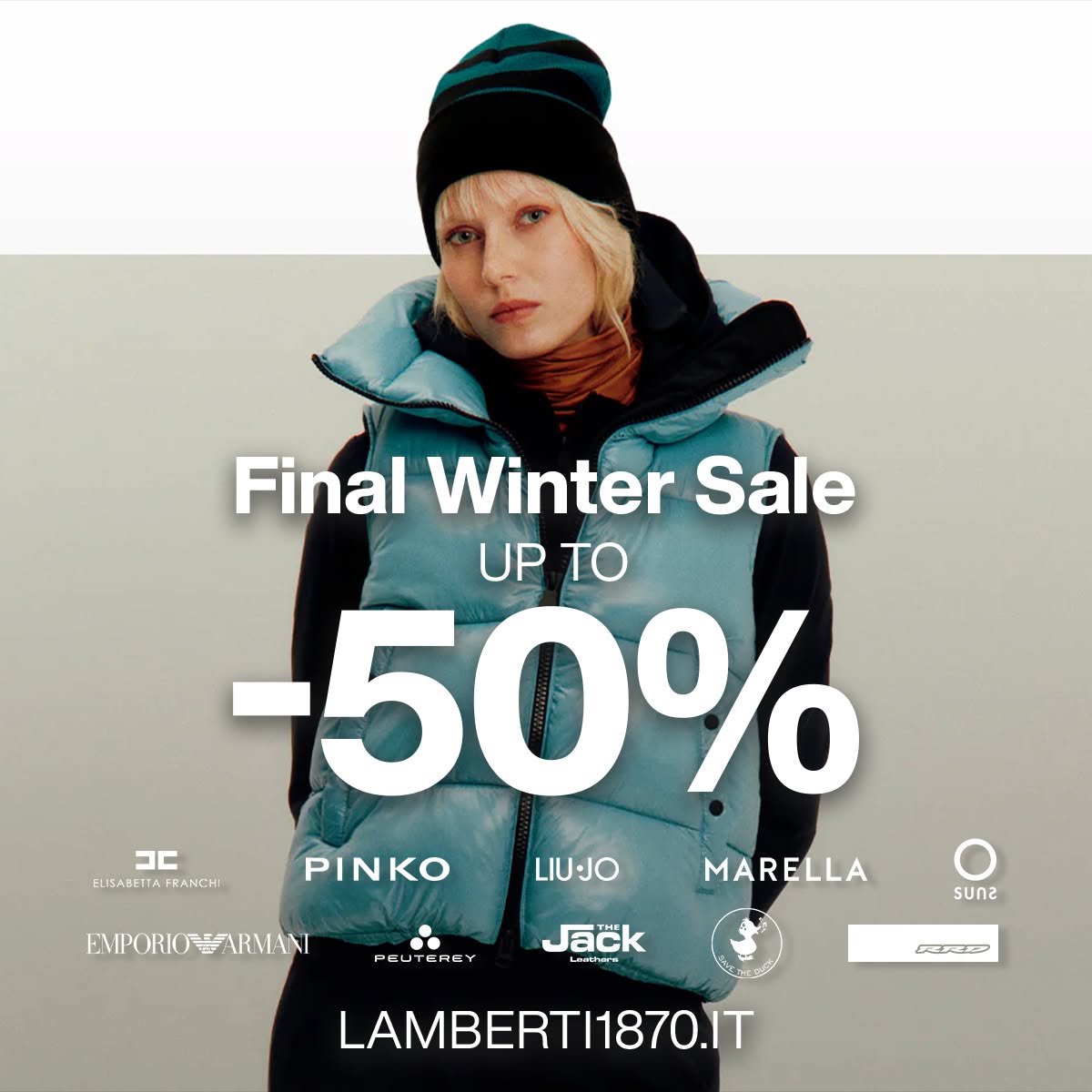 Lamberti 1870 Facebook ad: Elisabetta Franchi, Peuterey, Pinko, Blauer e molti altri…