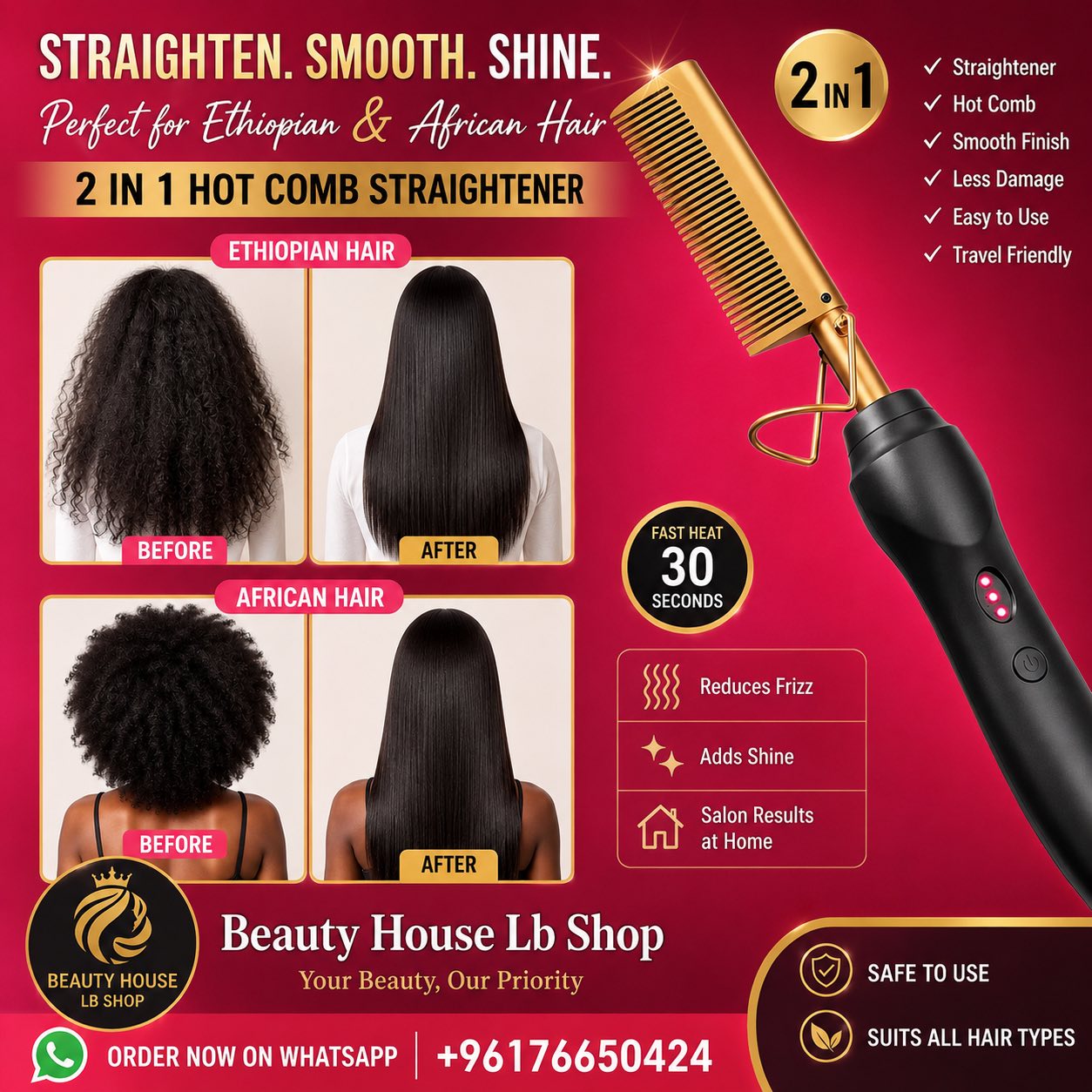 Beauty House LB Facebook ad: From Curly to Gorgeous!