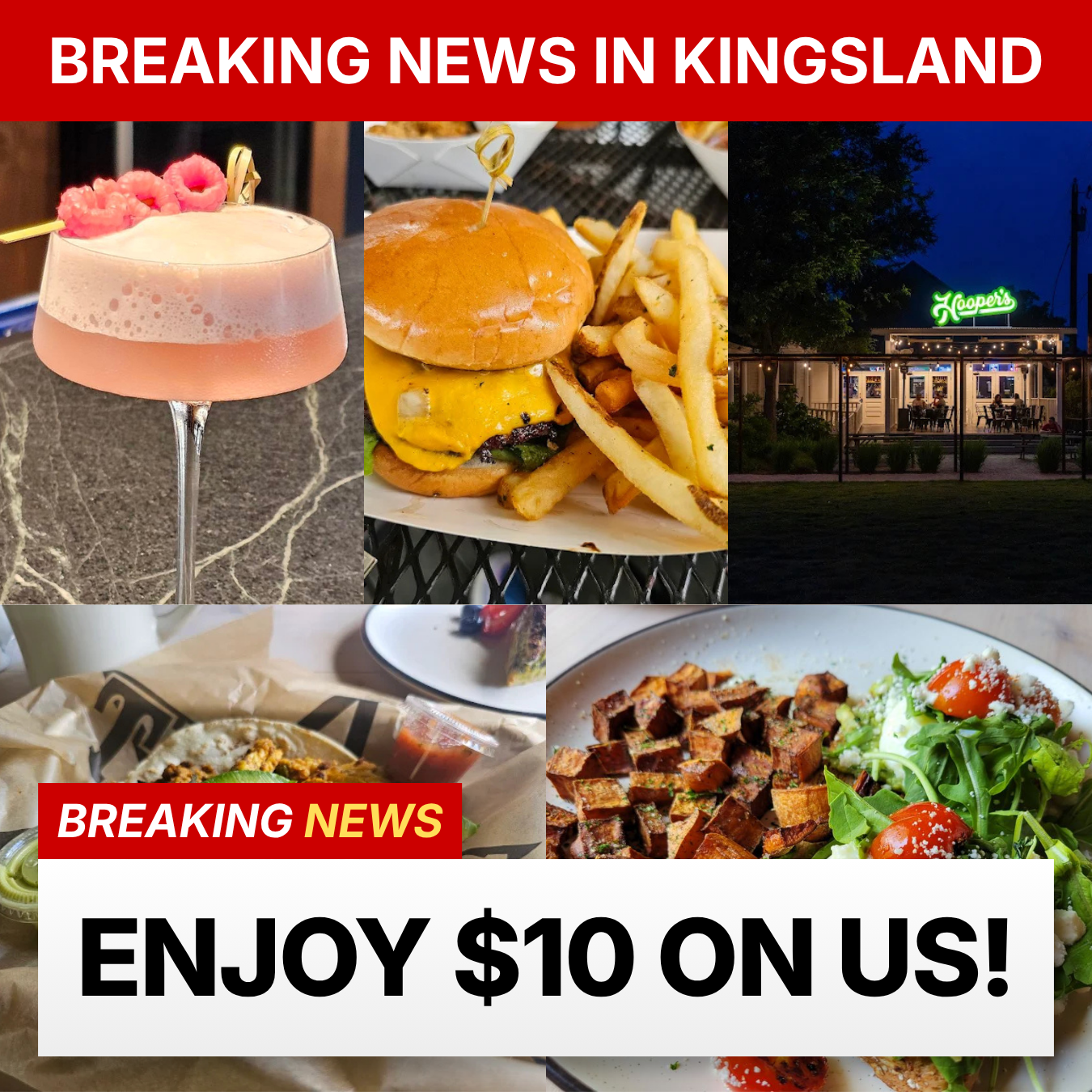 Hooper's Facebook ad: Get $10 On Us Today