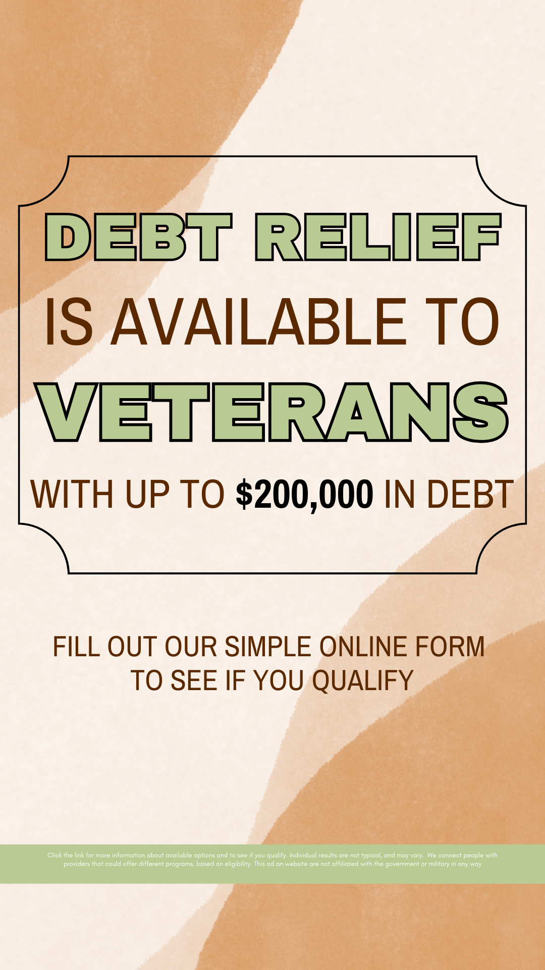 Veteran Debt Assistance Facebook ad