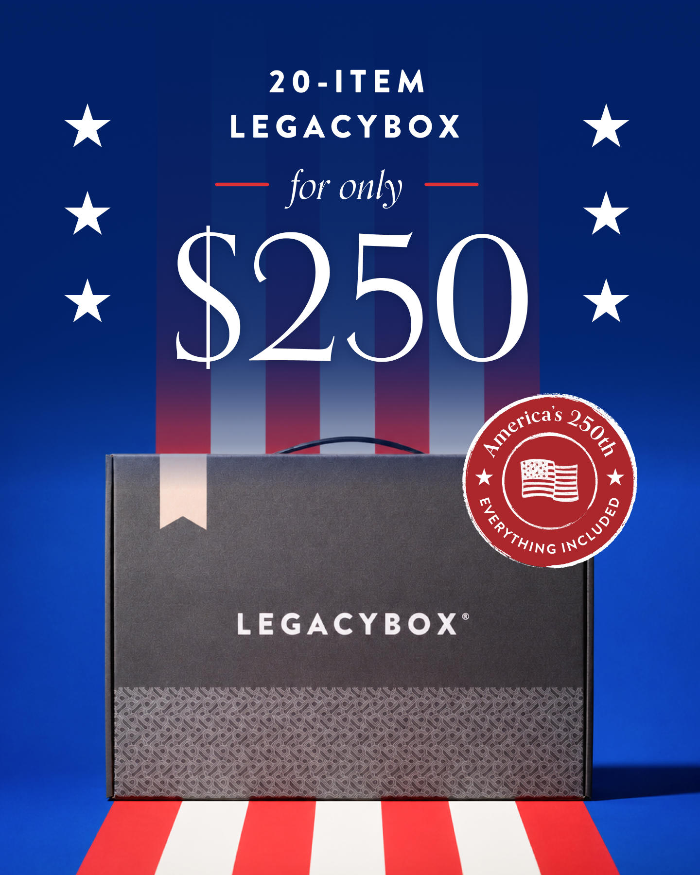 Legacybox Facebook ad: Celebrate America’s 250th with Legacybox!