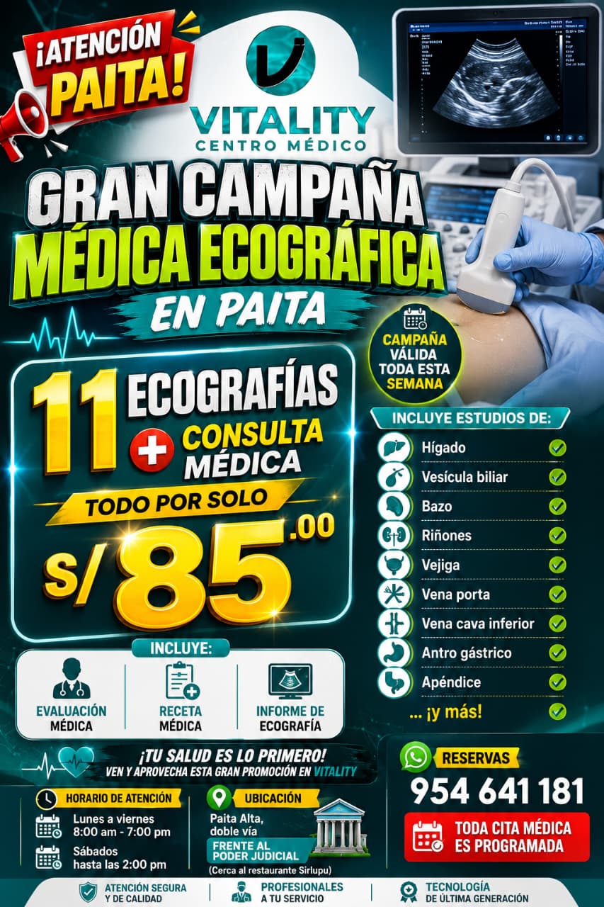 Centro Médico Vitality Oficial Facebook ad: ATENCIÓN PAITA