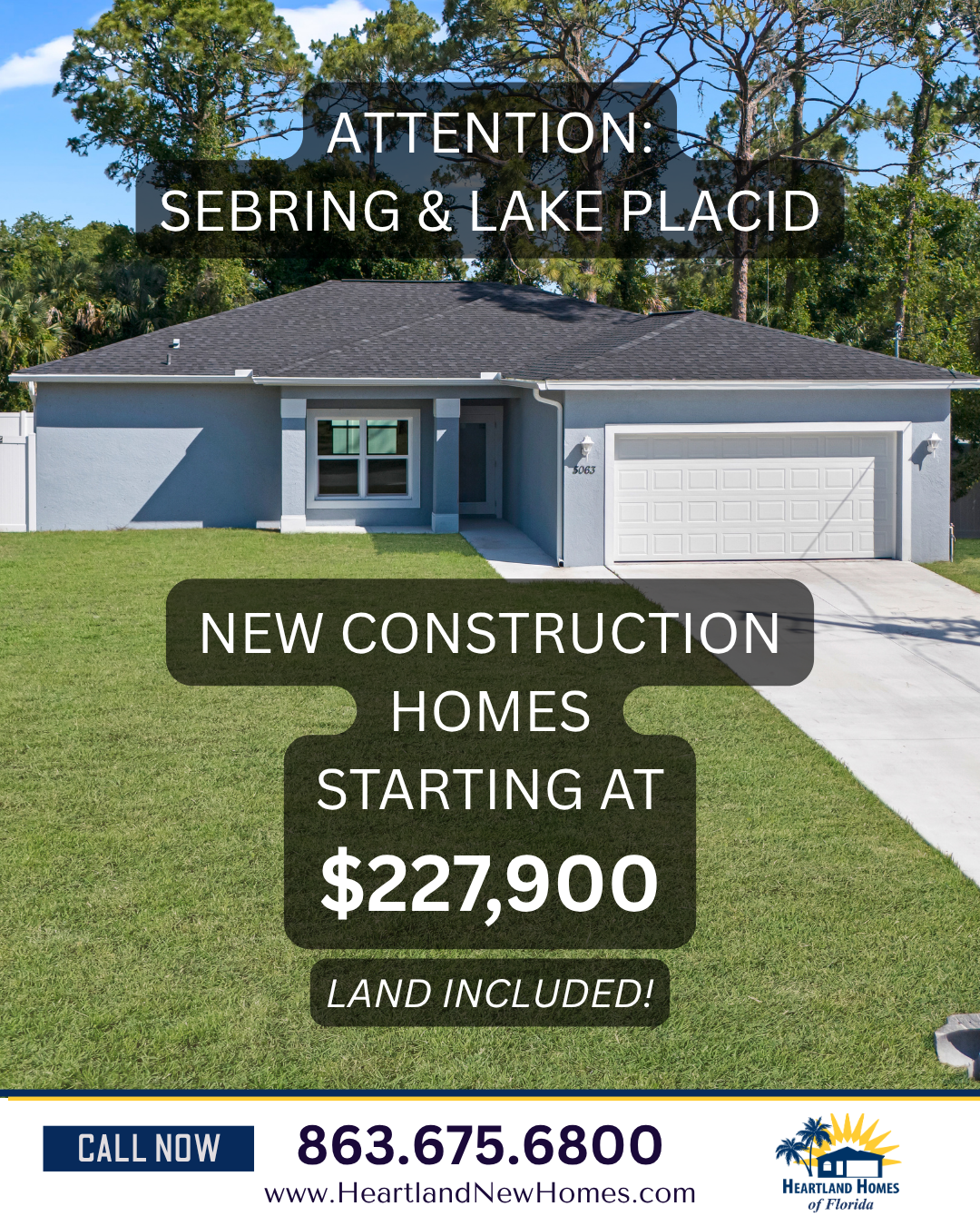 Heartland Homes of Florida Facebook ad: Quality, affordable new homes now available in Sebring…