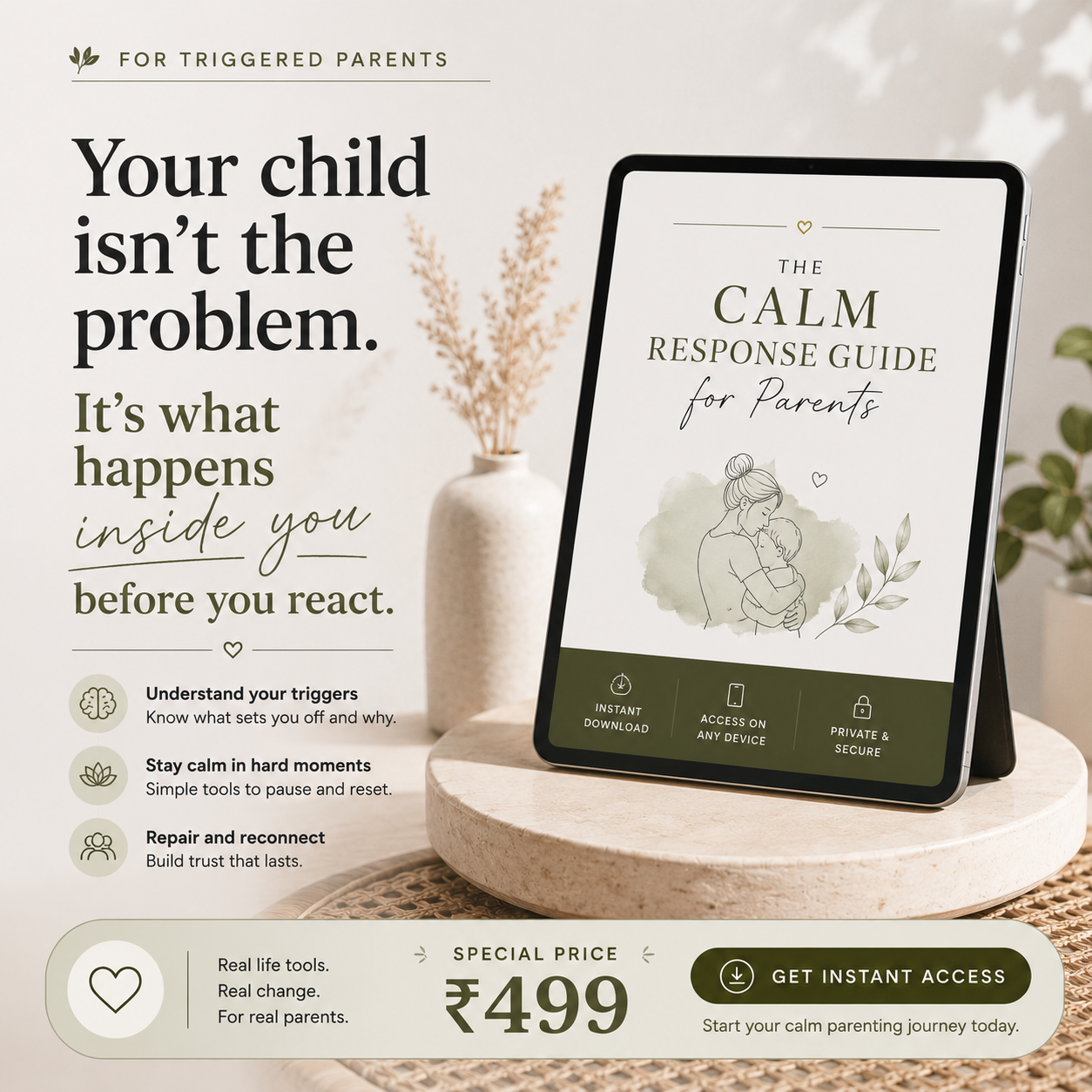 Raise Them Mindfully Facebook ad: Calm Parenting Starts Here