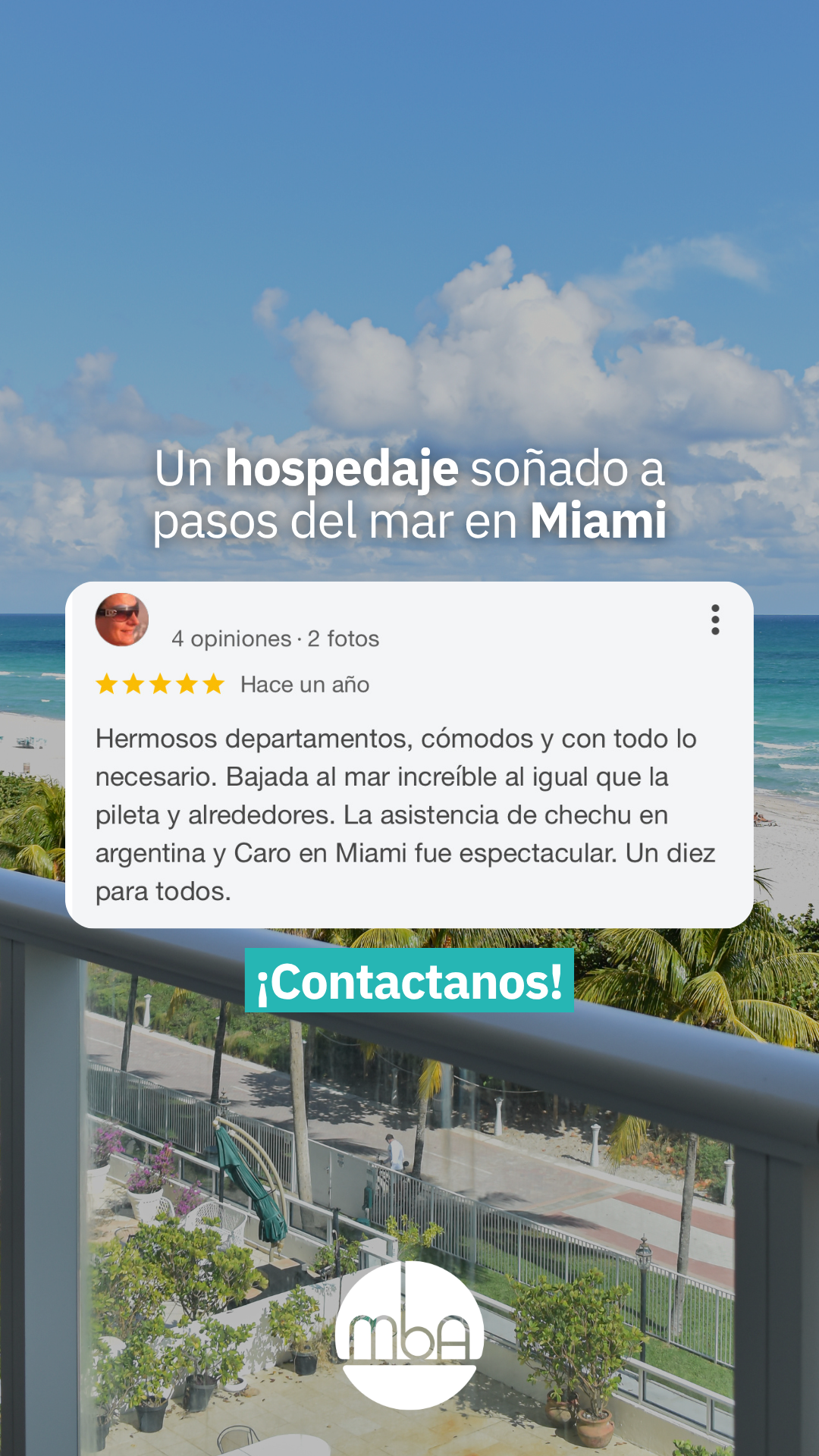 Miami Beach Alquiler Facebook ad: Chatea con nosotros