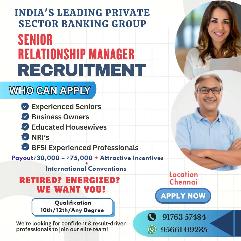 India's Leading Private Sector Banking Group Facebook ad: Hiring Senior Relationship Managers