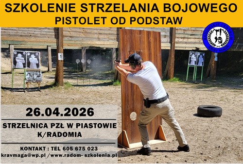 RADOMSKIE CENTRUM KRAV MAGA Facebook ad: SZKOLENIE STRZELECKIE - PISTOLET OD PODSTAW - RADOM