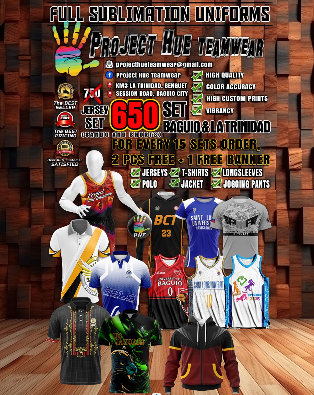 Project Hue Teamwear Facebook ad: High quality @Lowcost