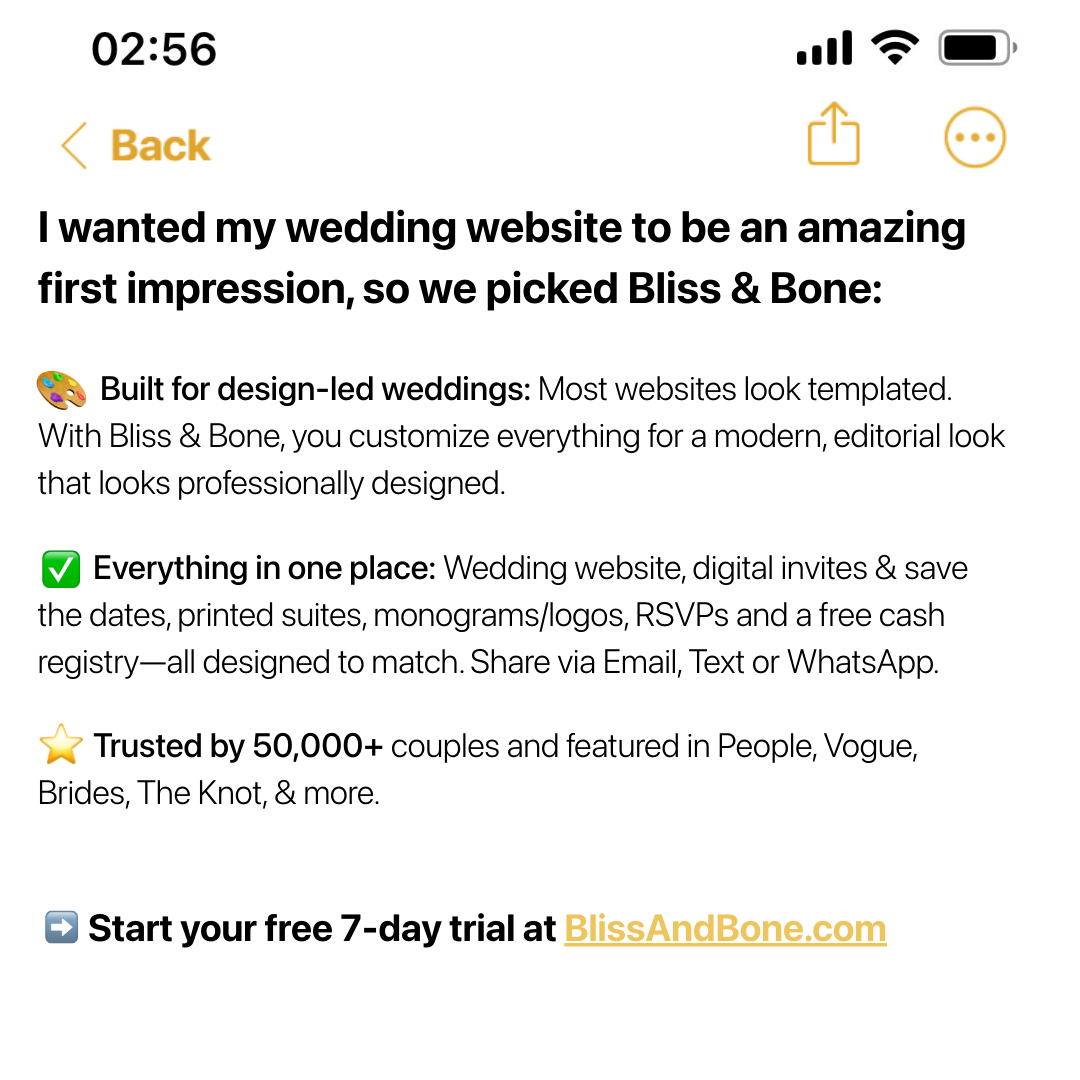 Bliss & Bone Facebook ad: The Calm Way to Plan a Wedding