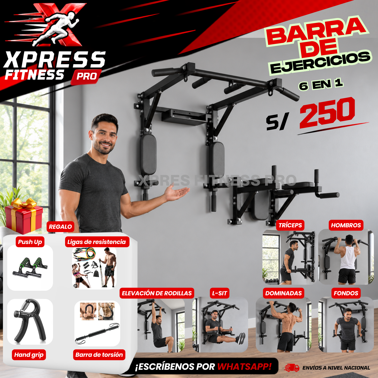 Xpress Fitness Pro Facebook ad: TU GYM COMPLETO EN CASA, TODO EN UN SOLO PACK.