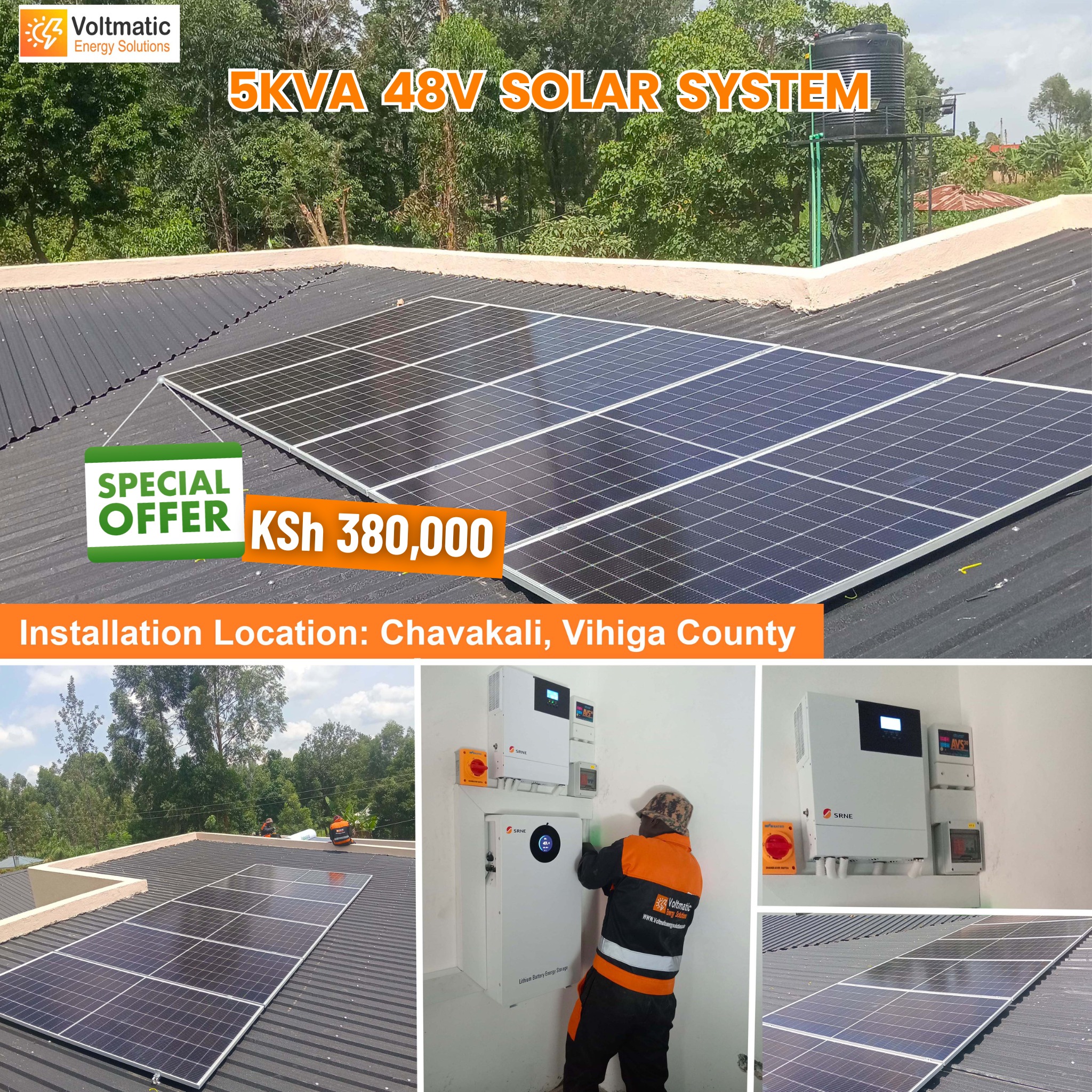 Voltmatic Energy Solutions Ltd Facebook ad: Excited to showcase our just completed 5kVA Solar…
