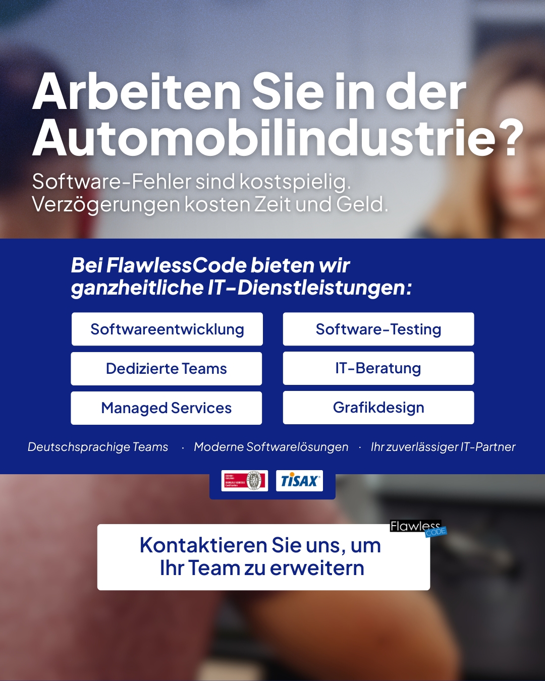 FlawlessCode Facebook ad: Ihr Partner für Entwicklung, Testing und skalierbare…
