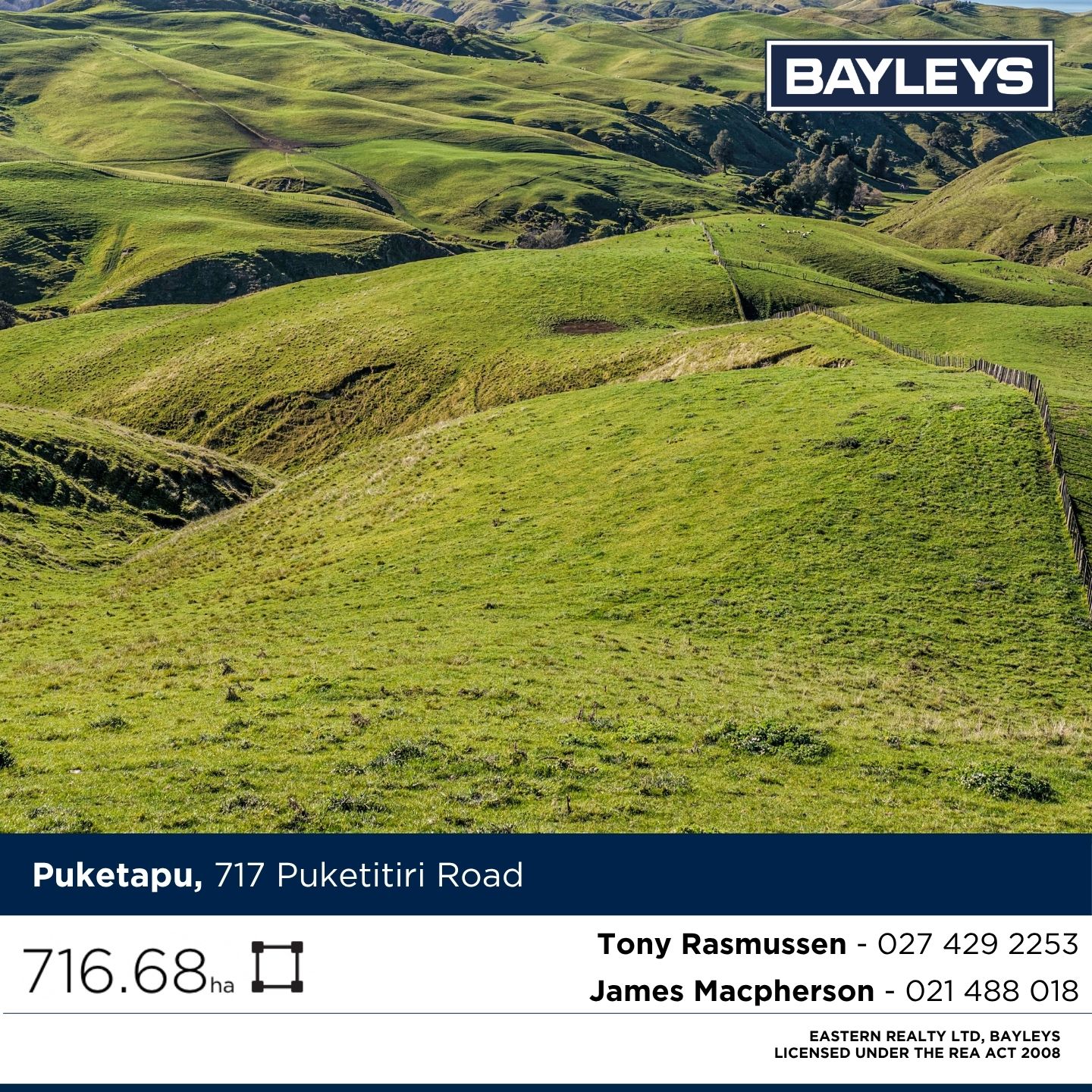 Tony Rasmussen - Bayleys Rural Facebook ad: 717 PUKETITIRI ROAD, PUKETAPU