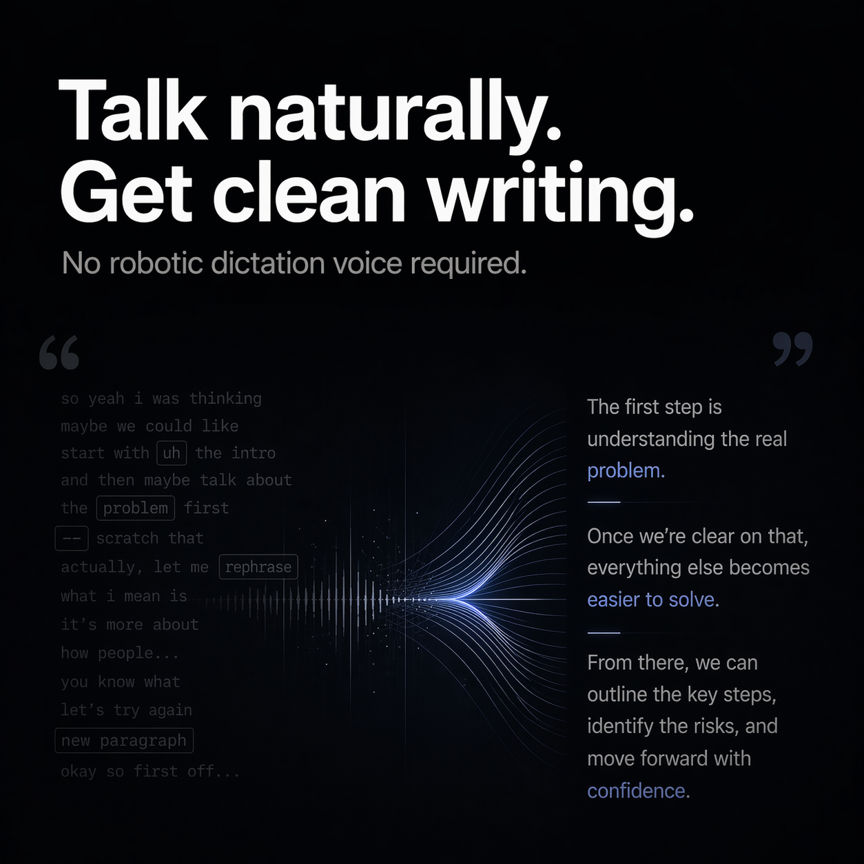 superwhisper Facebook ad: Just speak. Write faster