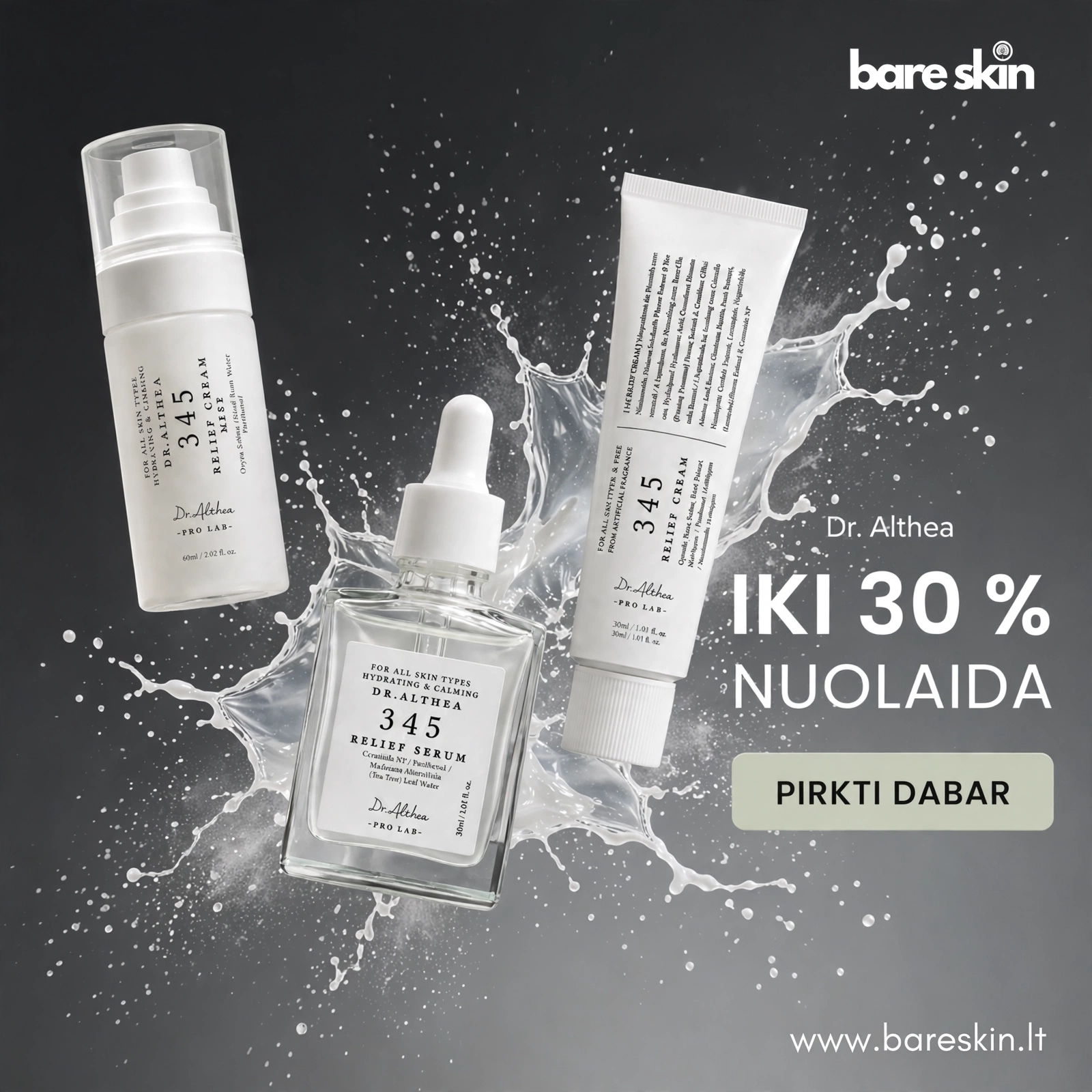 Bareskin.lt Facebook ad: DR. ALTHEA kosmetikai, iki 30 % nuolaida!