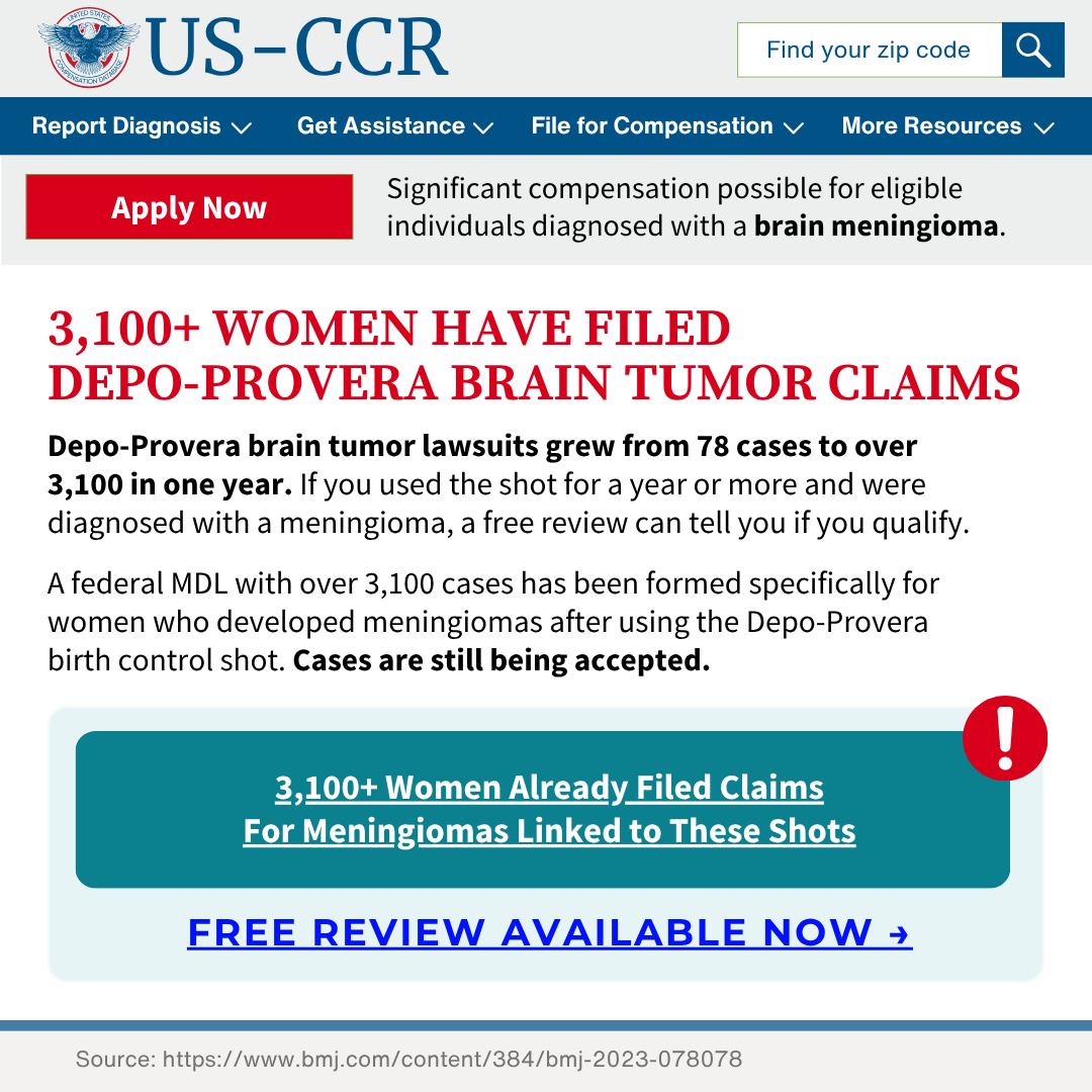 Recovery Stories Facebook ad: 3,100+ women have filed Depo-Provera Meningioma claims…