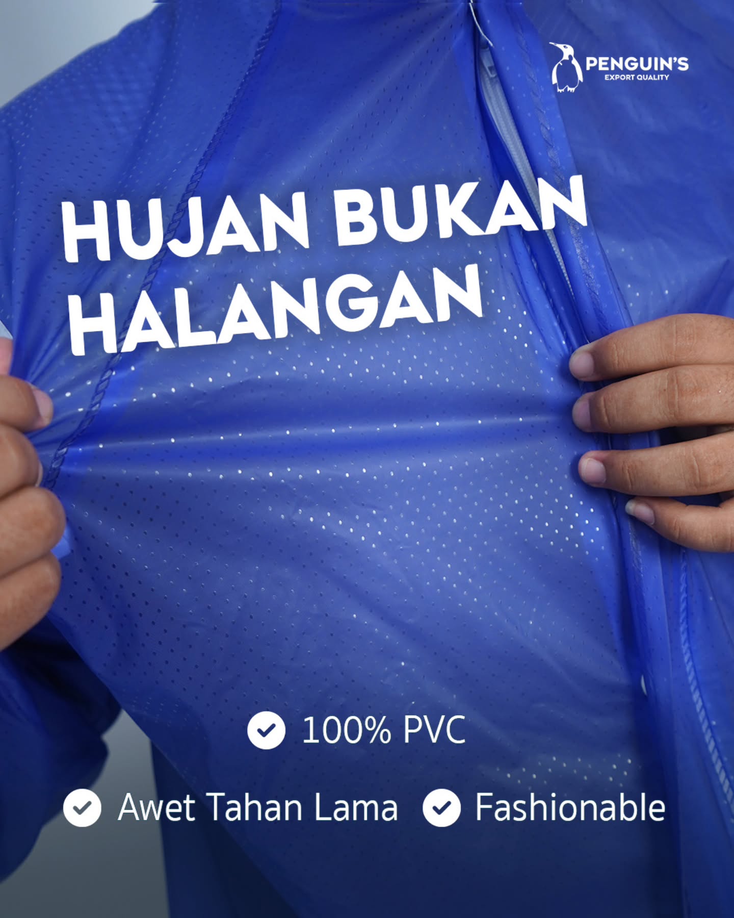Penguins Jas Hujan Facebook ad: Walau langit gelap sekalipun, gaya & semangatmu tetap…