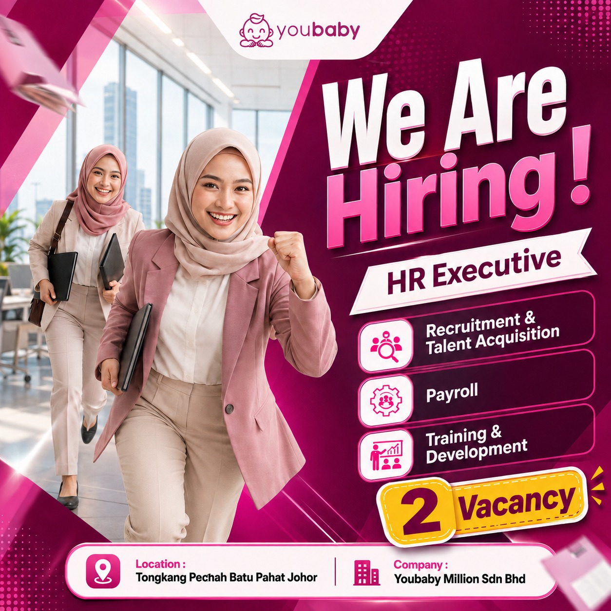 Job Vacancy Youbaby Facebook ad: Calling For HR Executive
