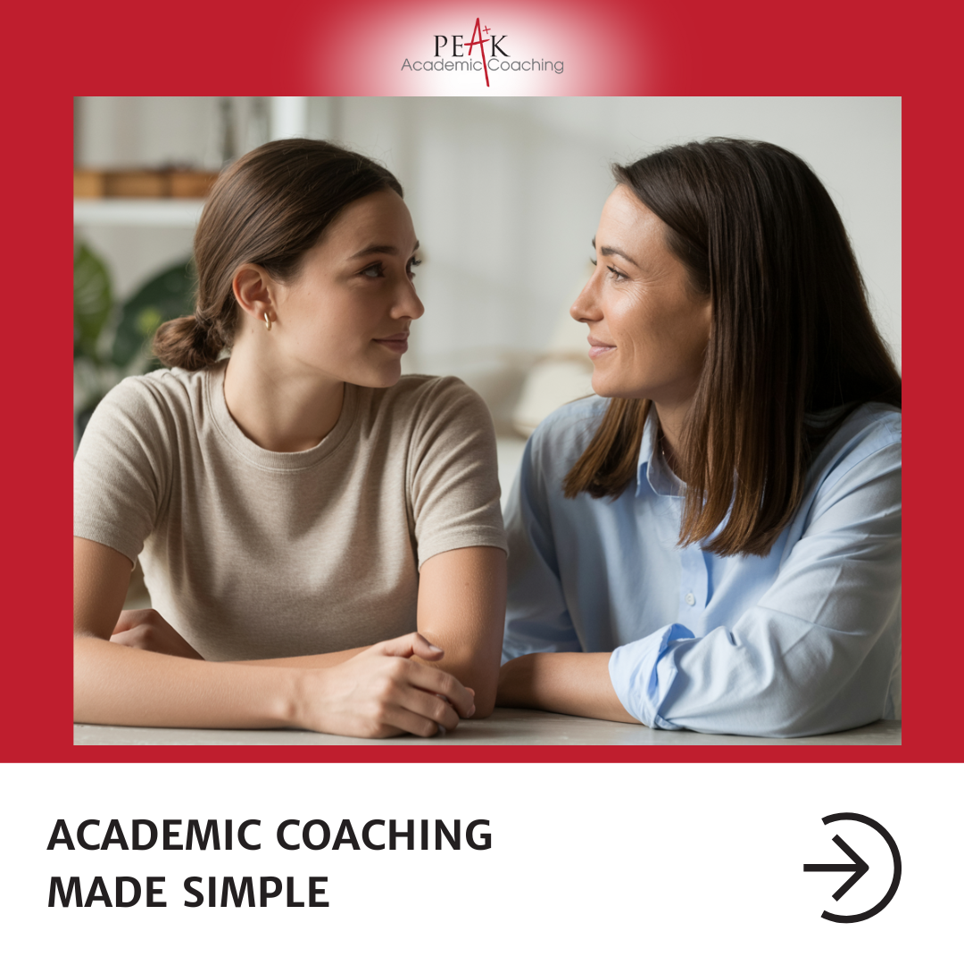 Peak Academic Coaching Facebook ad: Most students are told to try harder.