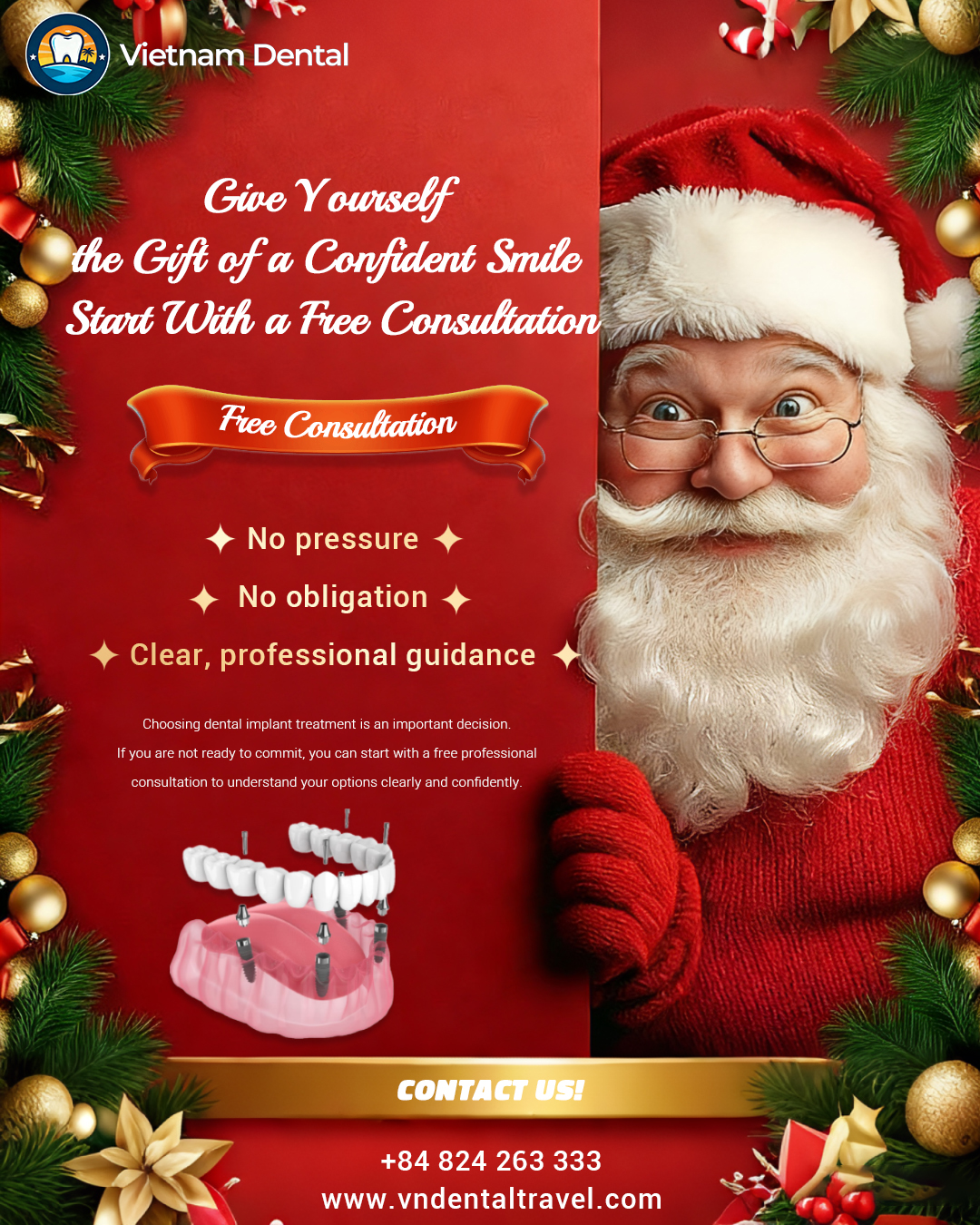 Vietnam Dental Implants & Travel Facebook ad: This holiday season, give yourself more than a…