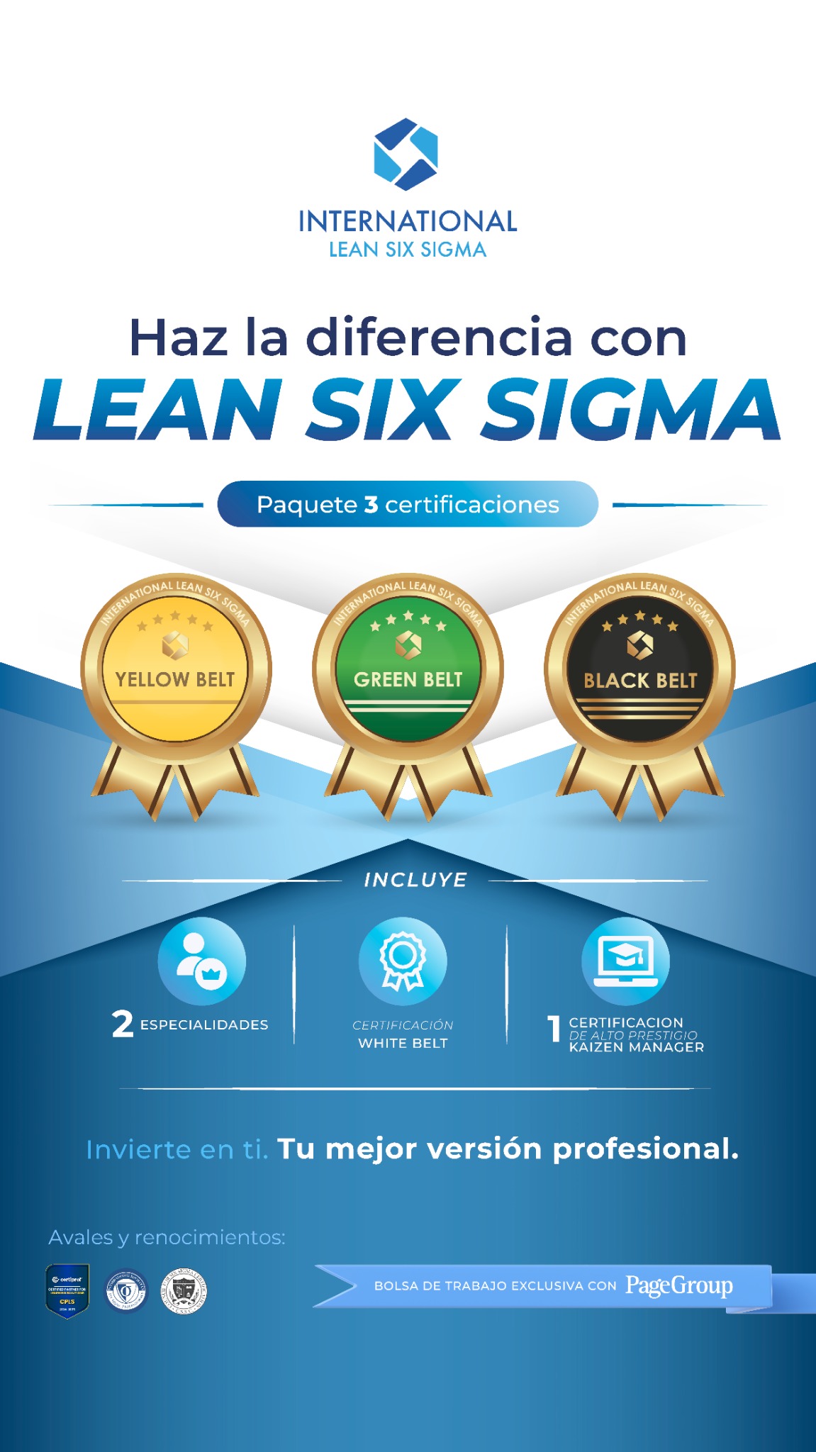 International Lean Six Sigma Facebook ad: Lean Six Sigma con certificaciones que nadie más ofrece