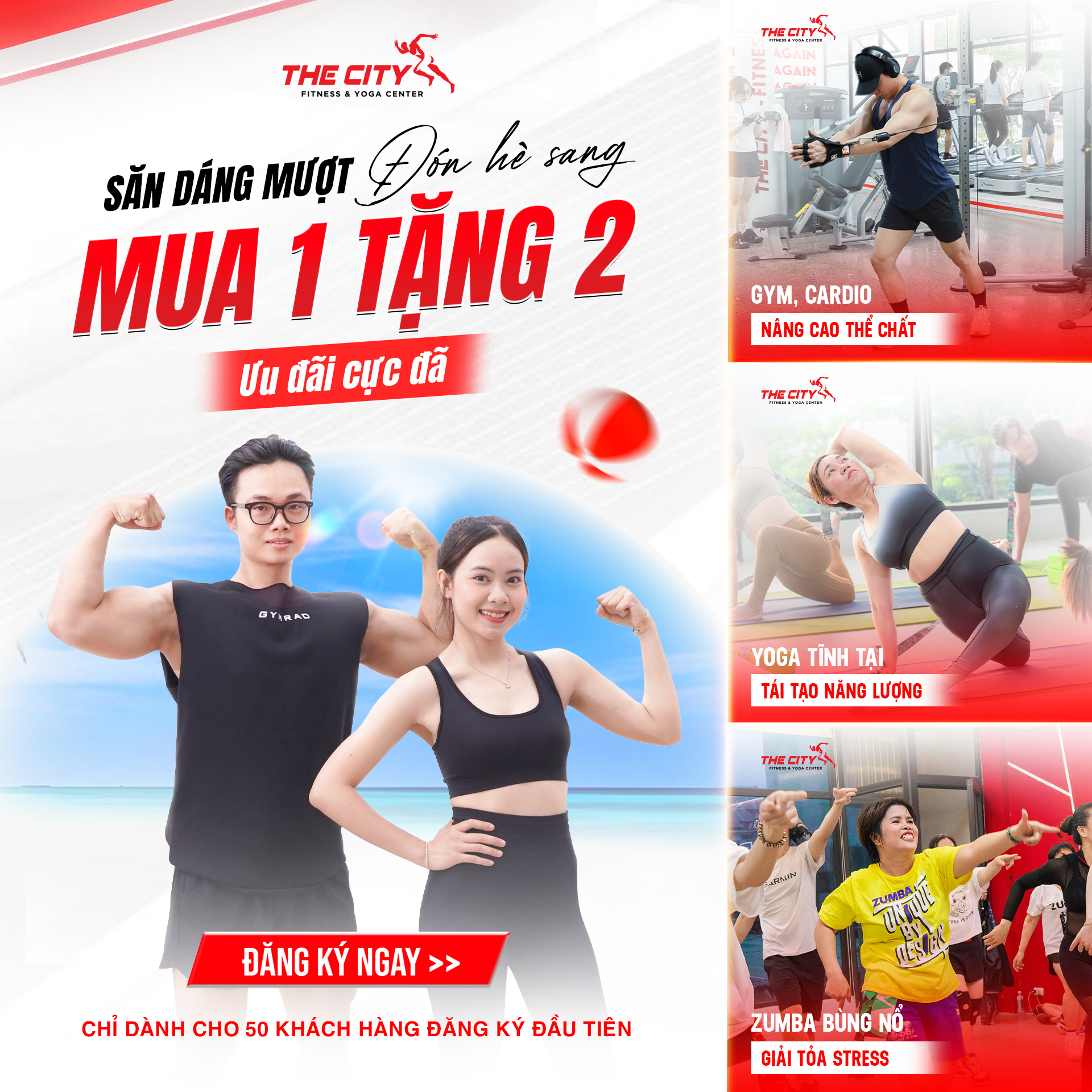 The City Fitness & Yoga Center 3 # 245 Đường 30 Tháng 4 Facebook ad: MUA 1 TẶNG 2 - NHẬN NGAY 2 THÁNG TẬP MIỄN PHÍ