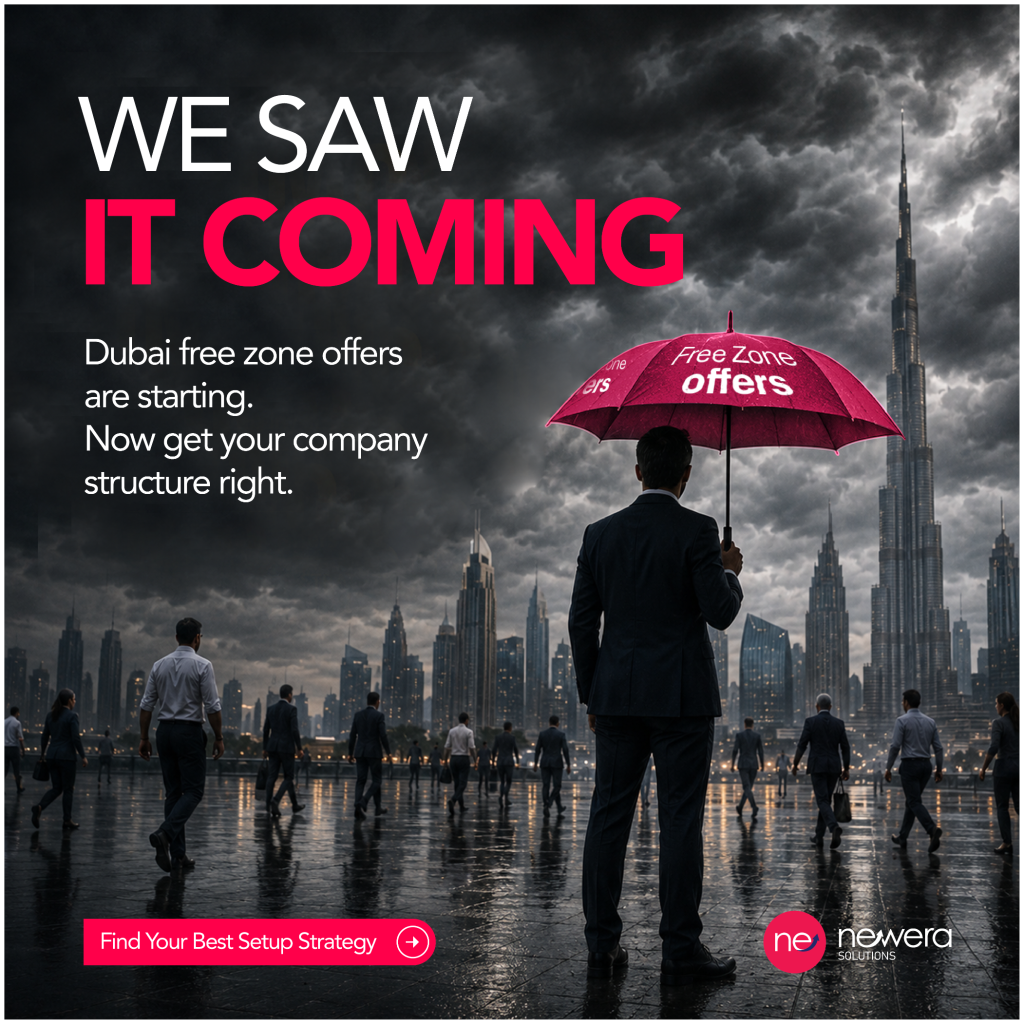 NewEra Solutions Facebook ad: Find Your Best Dubai Setup Strategy