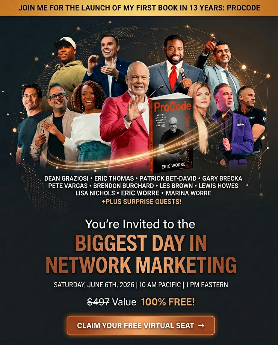 Eric Worre Facebook ad: Eric Worre's First New Book in 13 Years. Watch the Launch…
