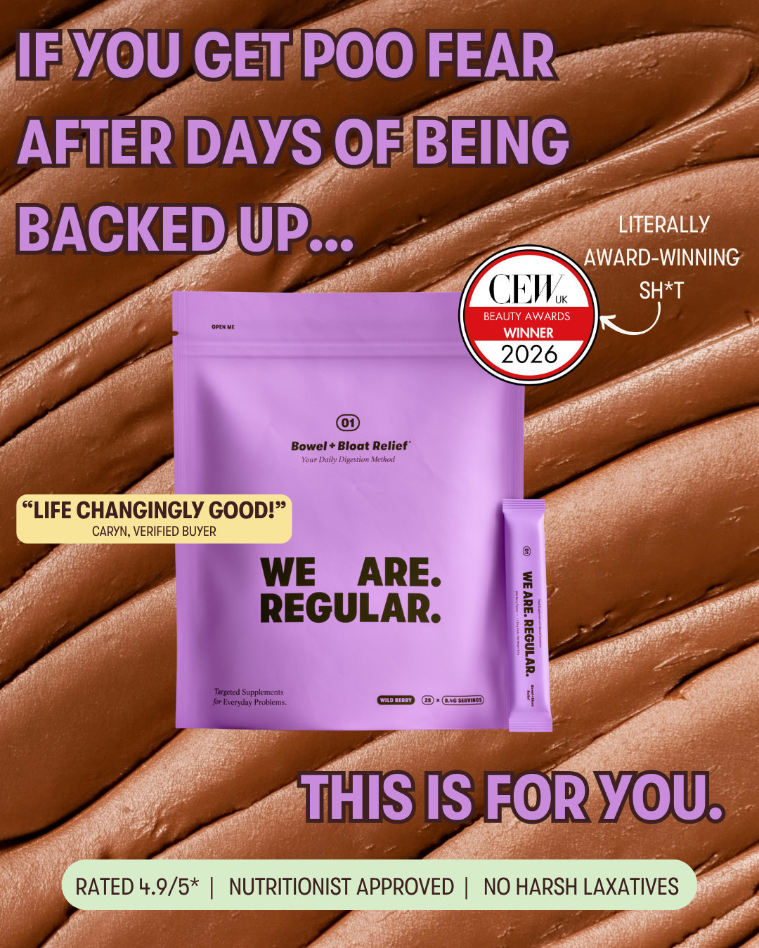 WE ARE. Regular. Facebook ad: Try our Perfect Poos Starter Pack first