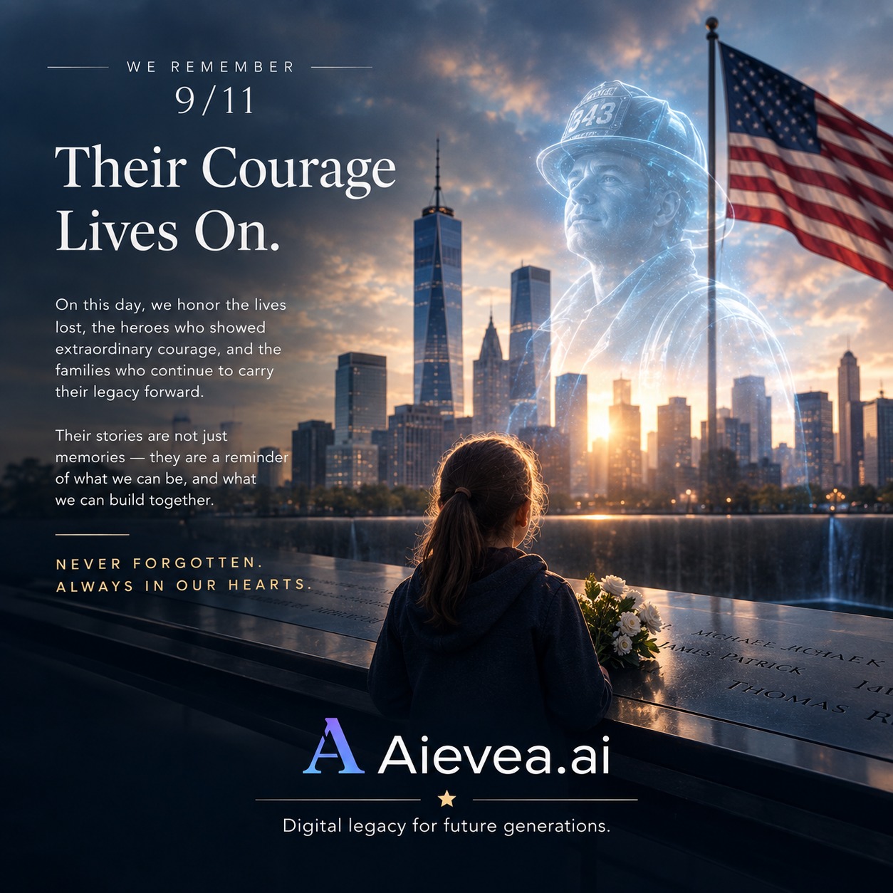 Aievea.Ai- your digital legacy Facebook ad: We Remember.